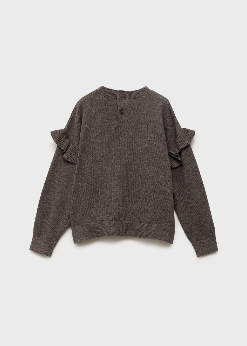 Brown Ruffle Knitted Sweater, Baby Girl, Brown, large image number 1