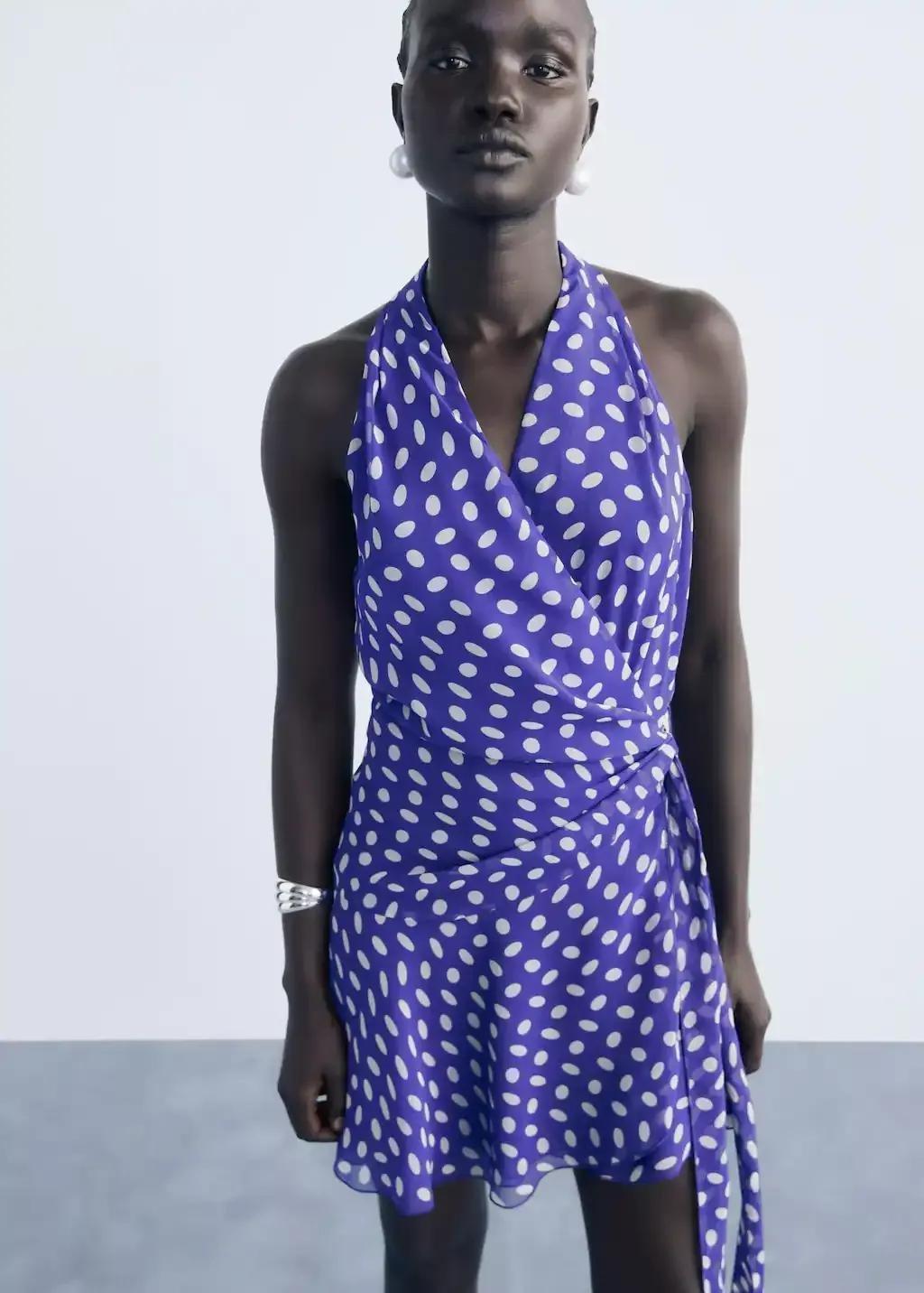 Brown Dots Wrap Dress, , large image number 0