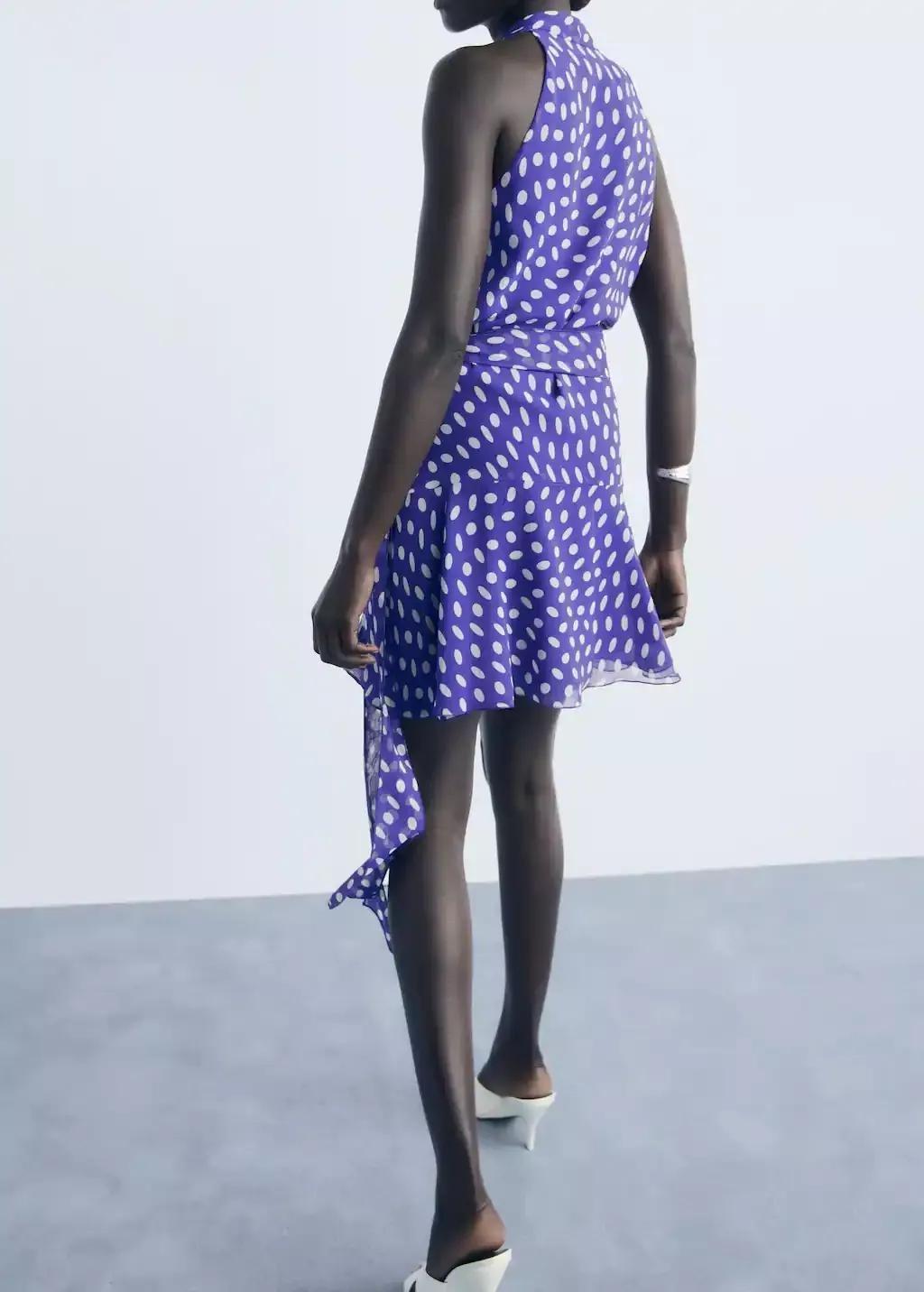 Brown Dots Wrap Dress, , large image number 5