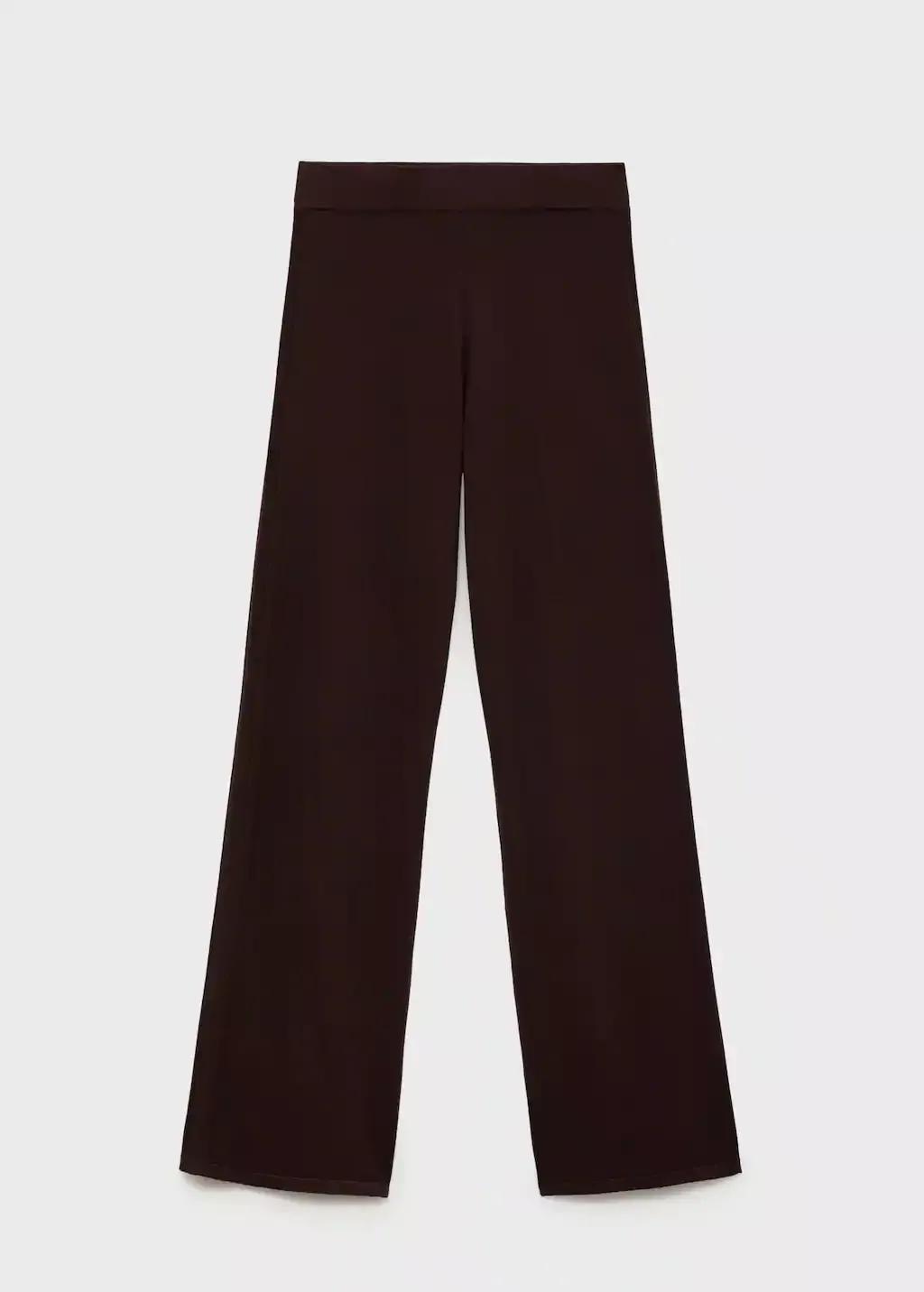 Brown Fine-knit wide-leg trousers, Dark Brown, large image number 0