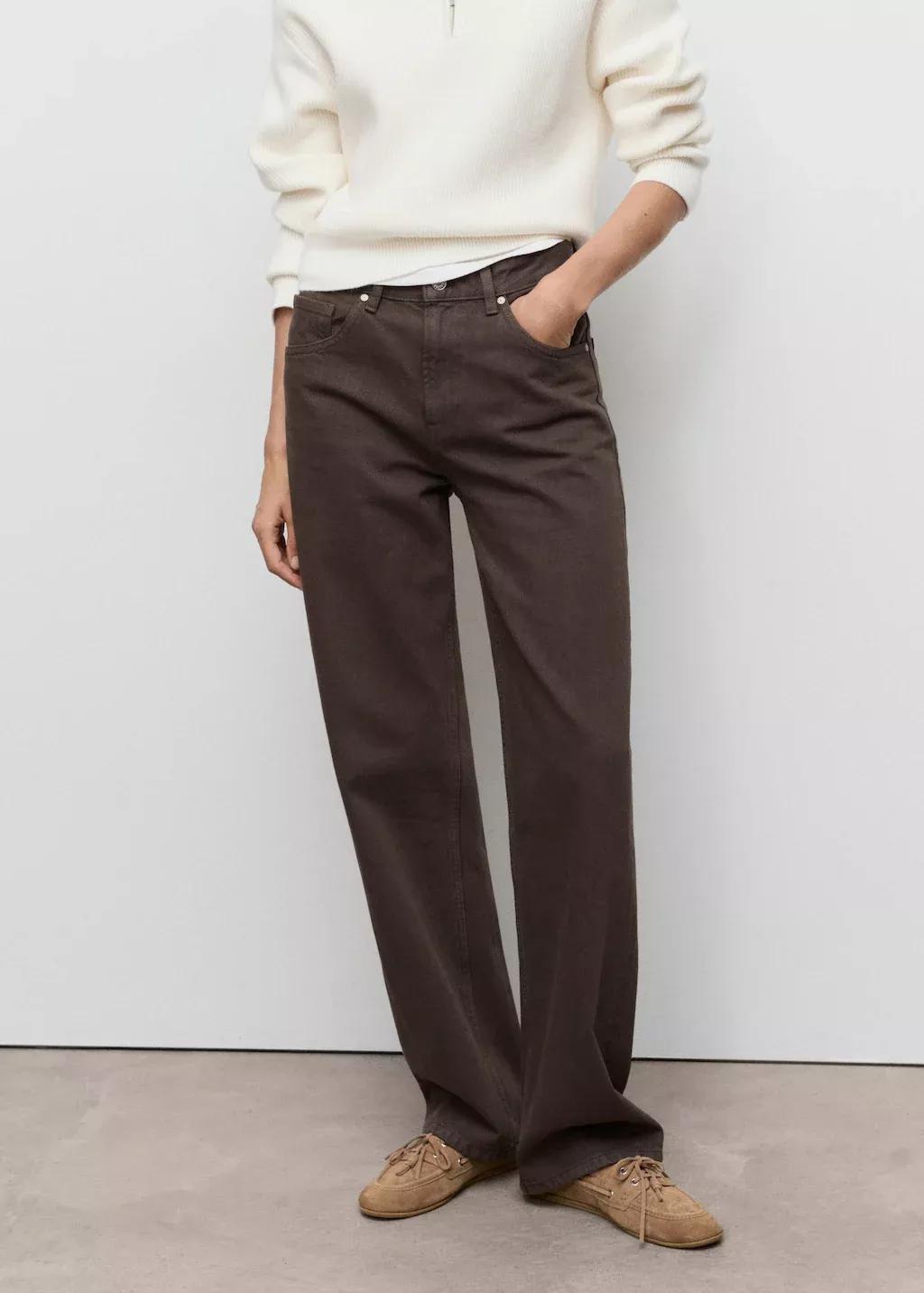 Brown Miami Medium-Rise Straight-Fit Jeans, , large image number 0
