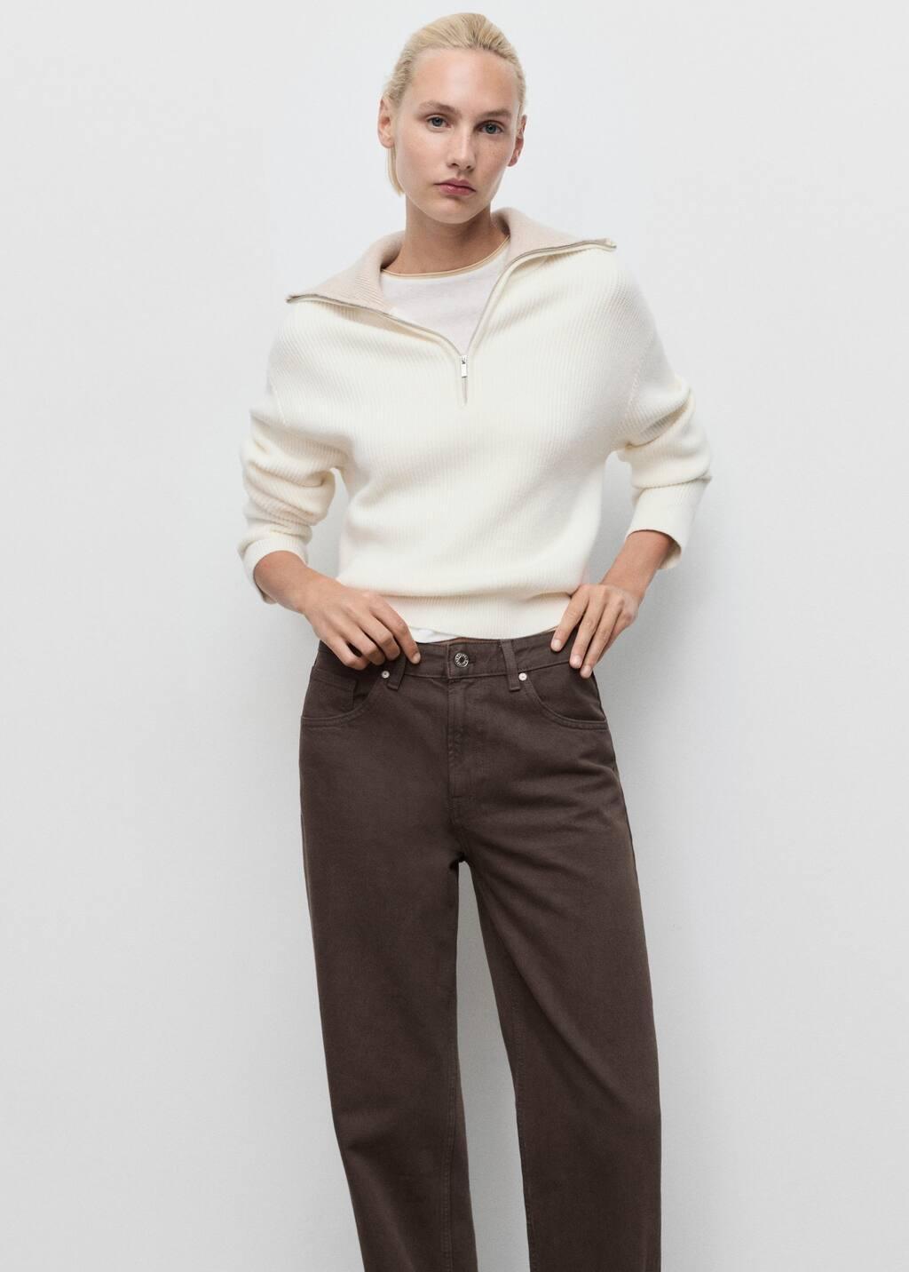 Brown Miami Medium-Rise Straight-Fit Jeans, , large image number 1