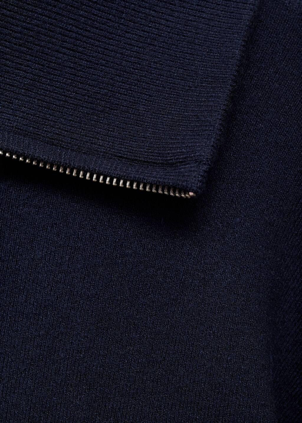 Navy Knitted Sweater With Zip Collar, Navy, large image number 2