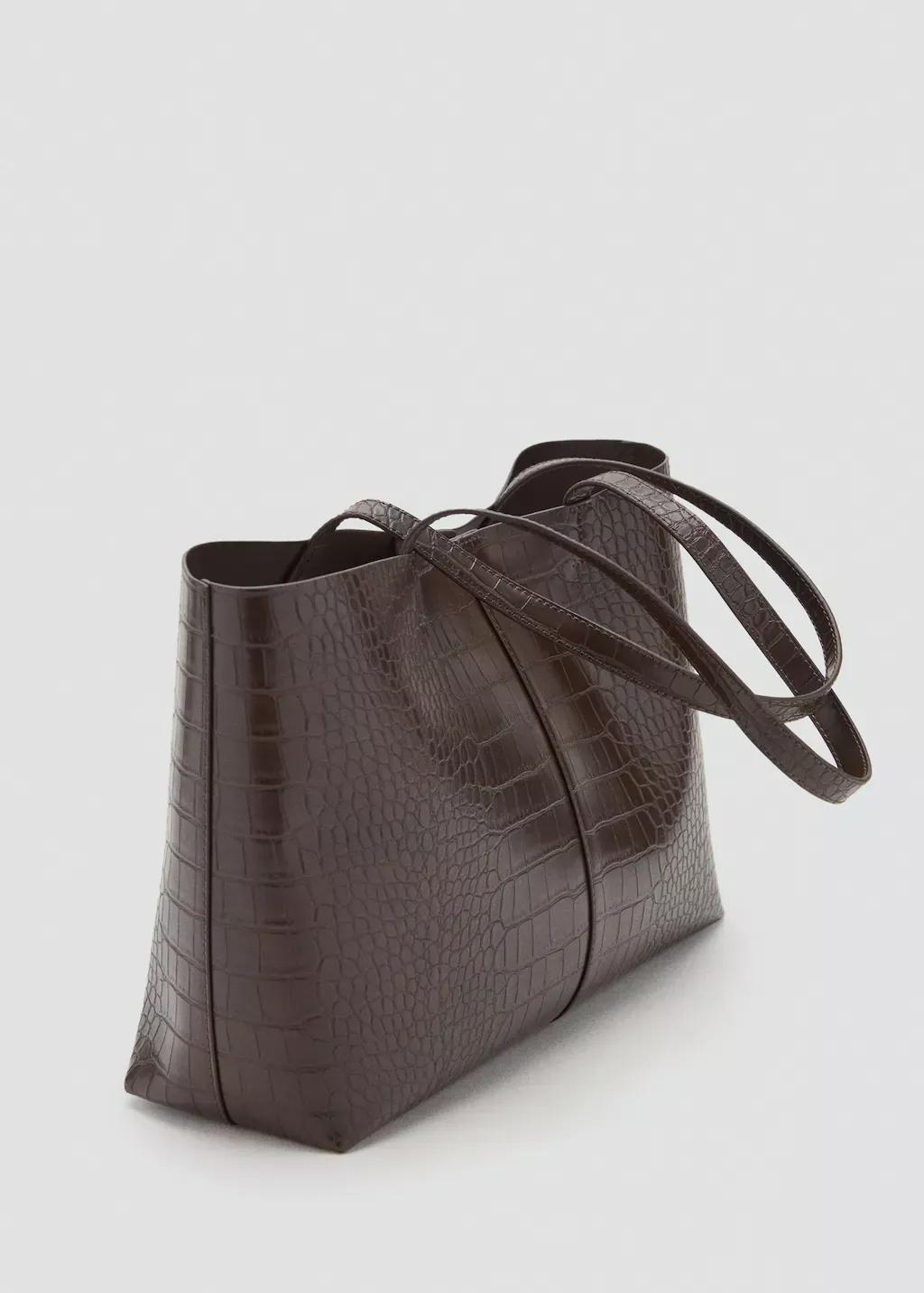 DARK BROWN Shopper bag with double handle, 0201_32, medium