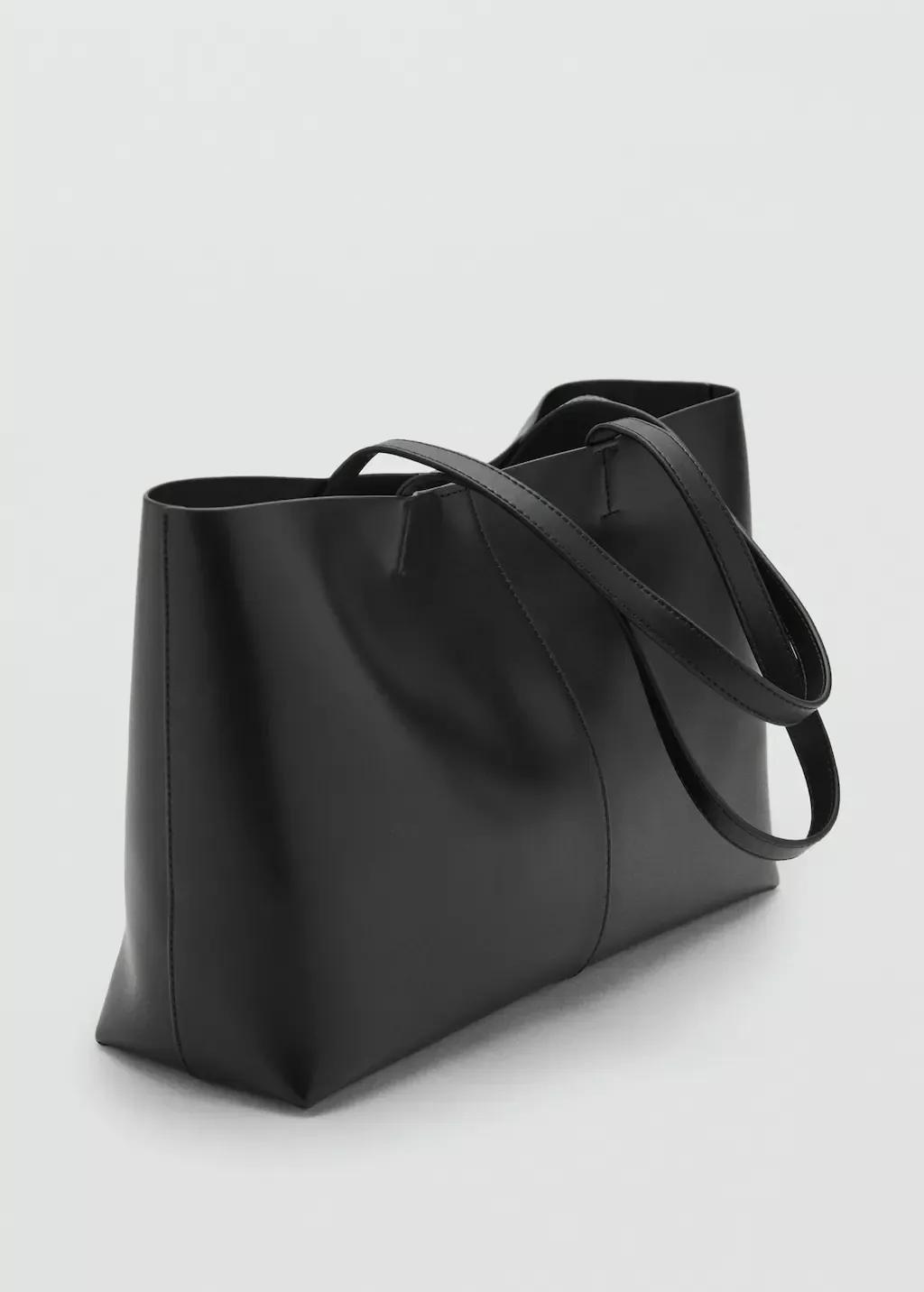 BLACK Shopper bag with double handle, Black, medium