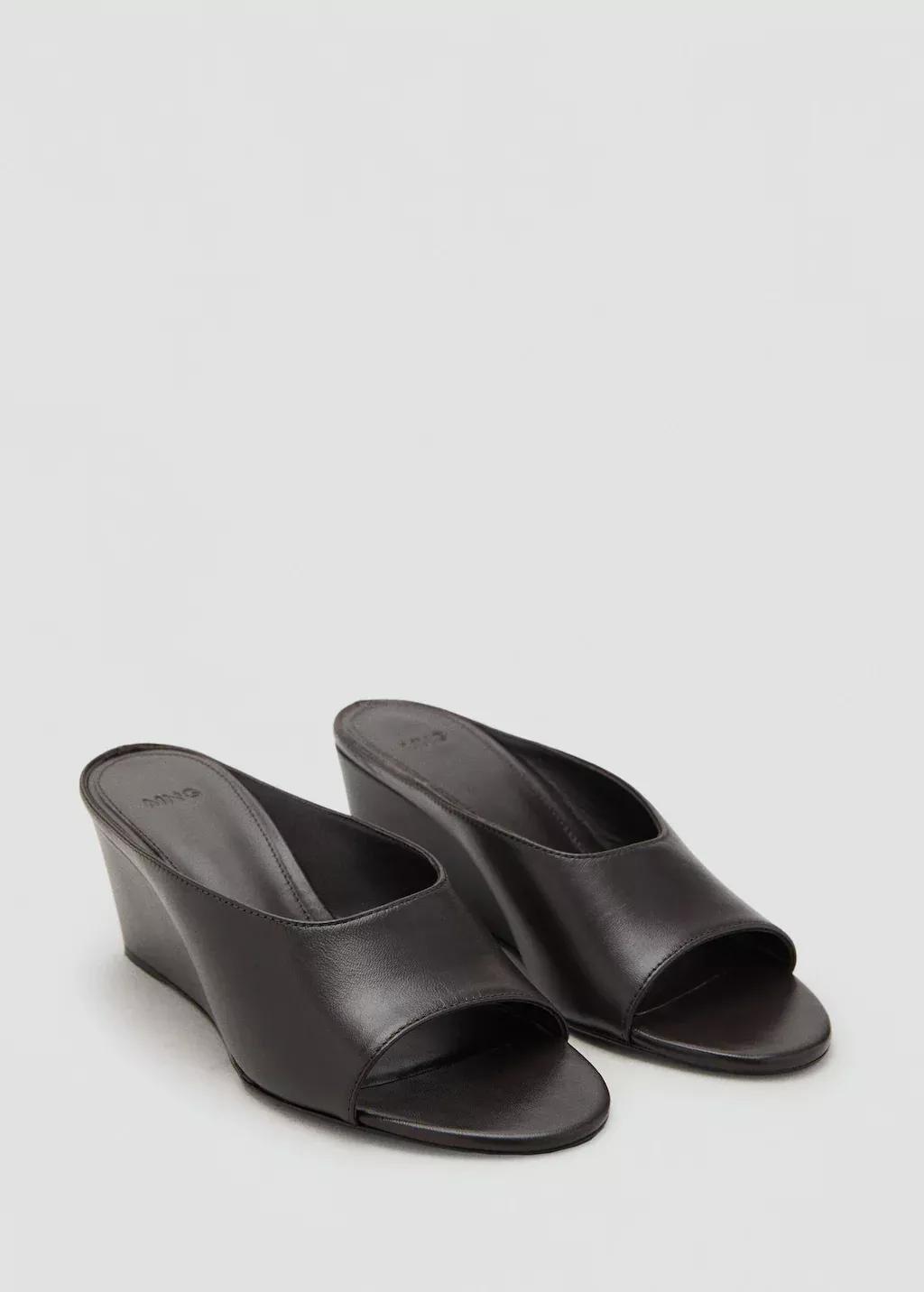 Brown Leather Wedge Sandals, , large image number 0
