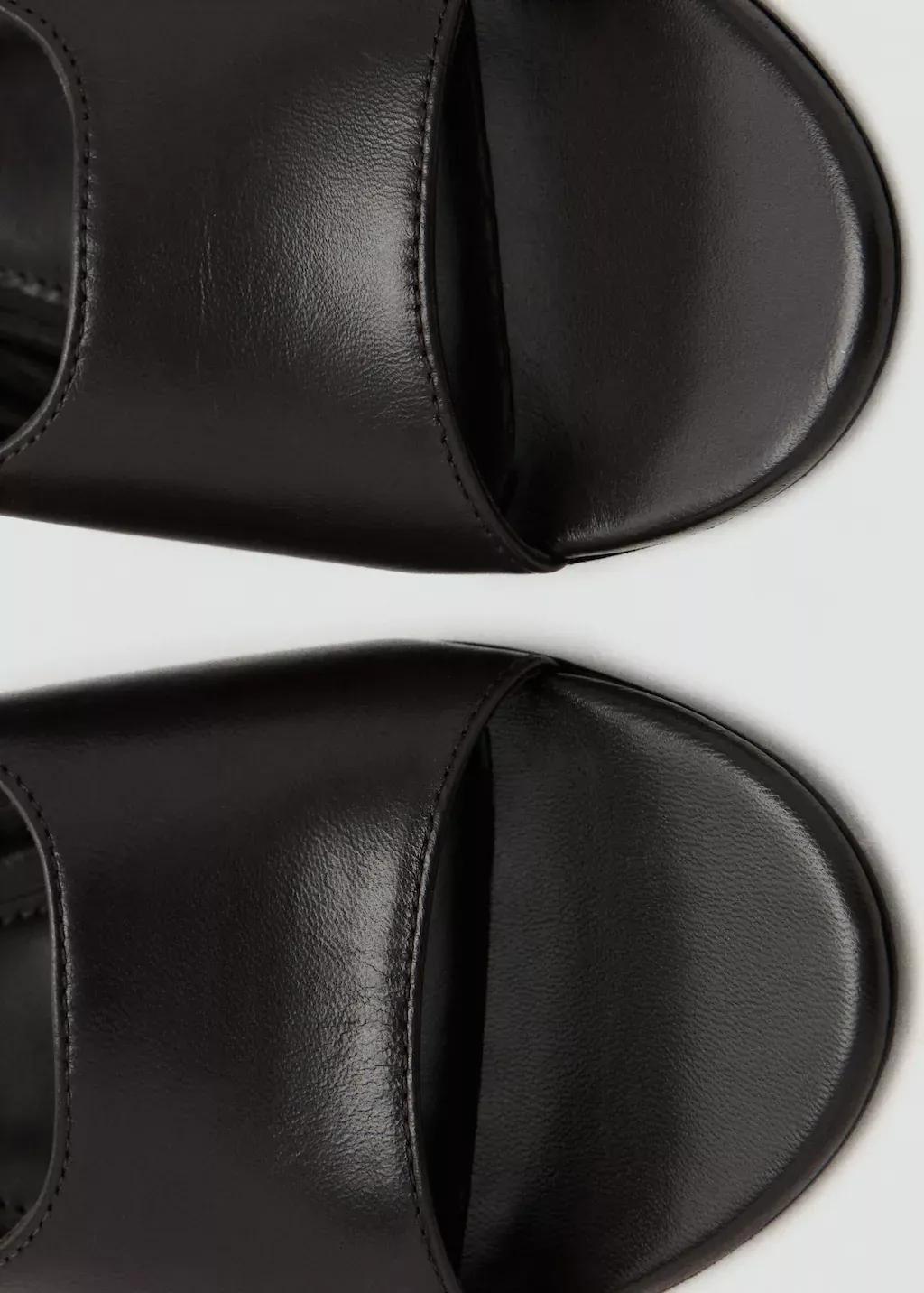 Brown Leather Wedge Sandals, , large image number 2