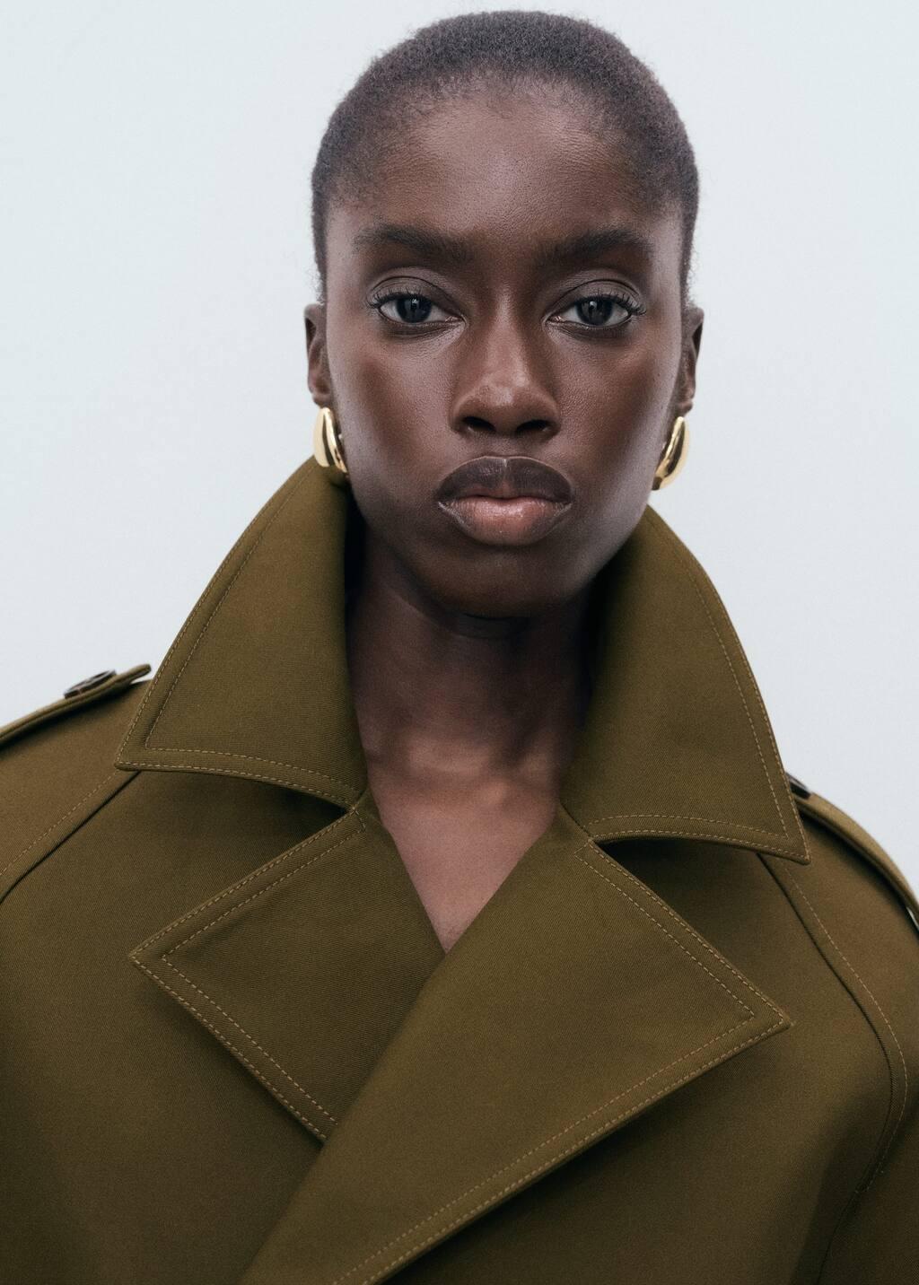 BEIGE - KHAKI Oversized short double-breasted trench coat, Beige - Khaki, large image number 1