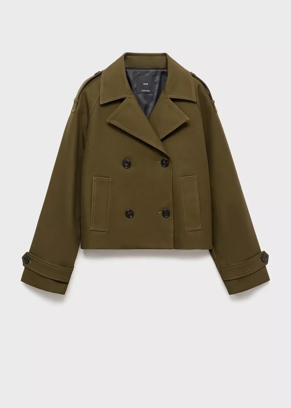 BEIGE - KHAKI Oversized short double-breasted trench coat, Beige - Khaki, large image number 3