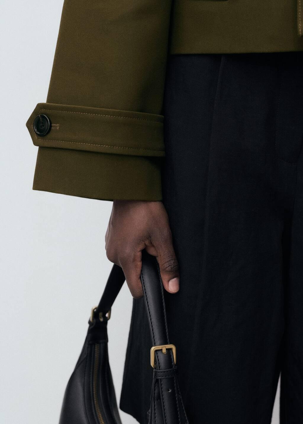 BEIGE - KHAKI Oversized short double-breasted trench coat, Beige - Khaki, large image number 4