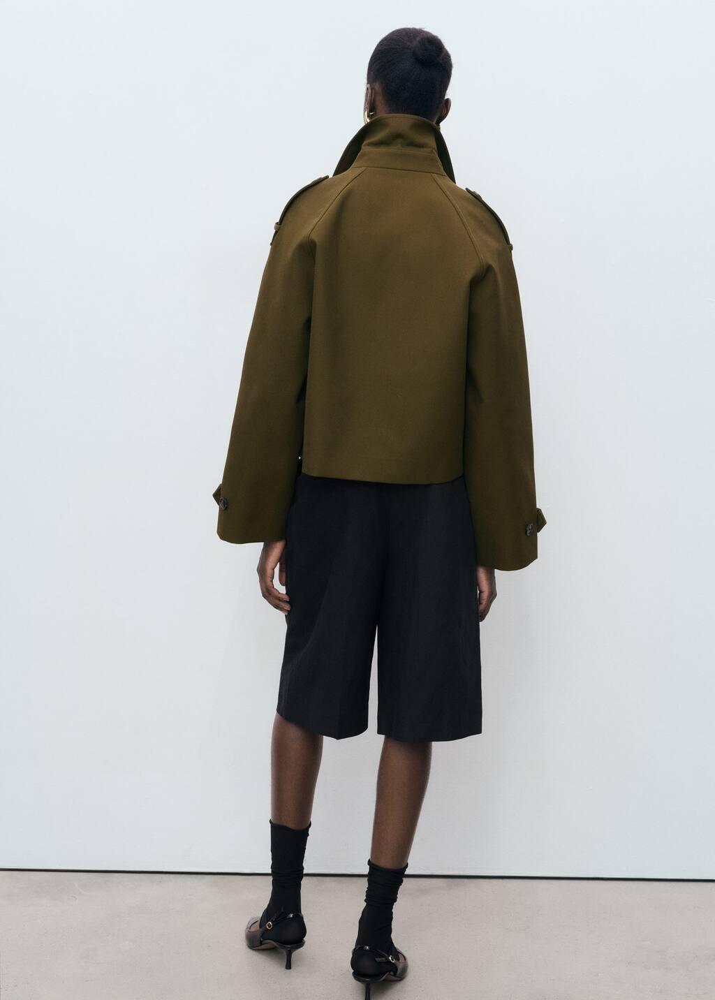 BEIGE - KHAKI Oversized short double-breasted trench coat, Beige - Khaki, large image number 6