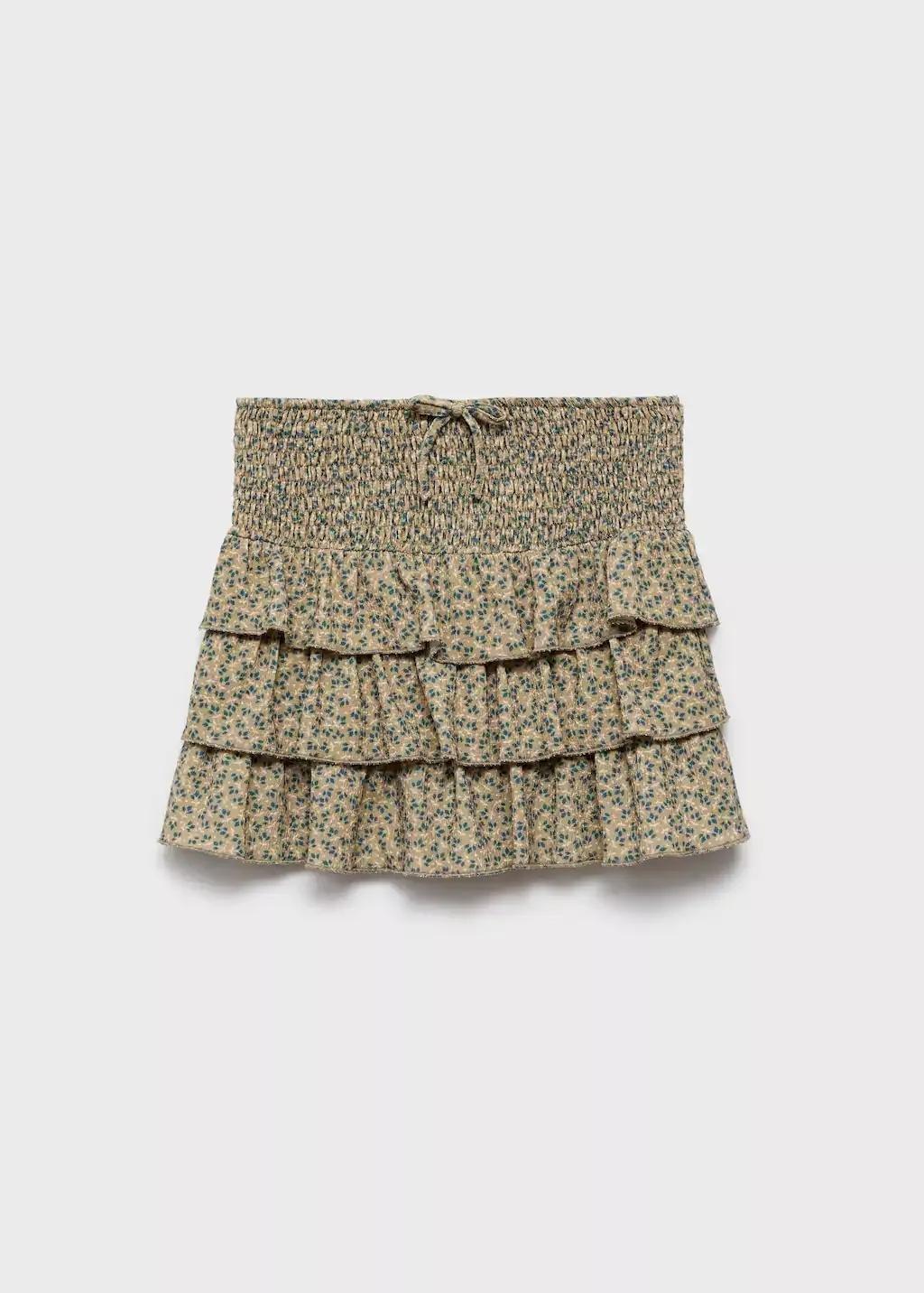 Green Floral A-Line Skirt, Kids Girl, , medium