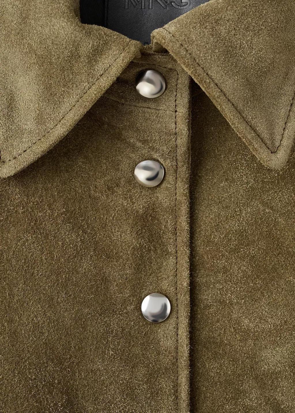 Khaki Suede Leather Jacket With Buttons, 0201_37, medium