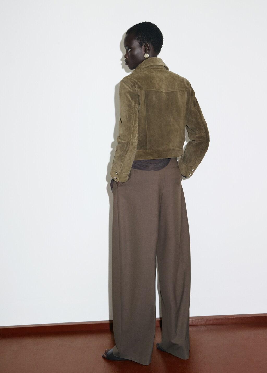 Khaki Suede Leather Jacket With Buttons, 0201_37, medium