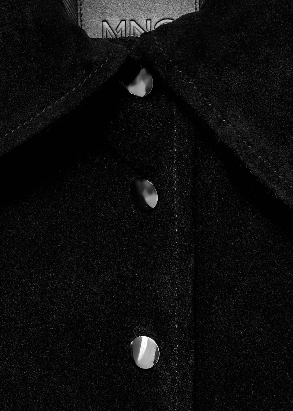 Black Suede Leather Jacket With Buttons, , large image number 1