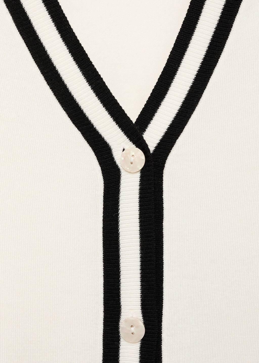 Beige Cardigan With Contrasting Stripes, , large image number 2