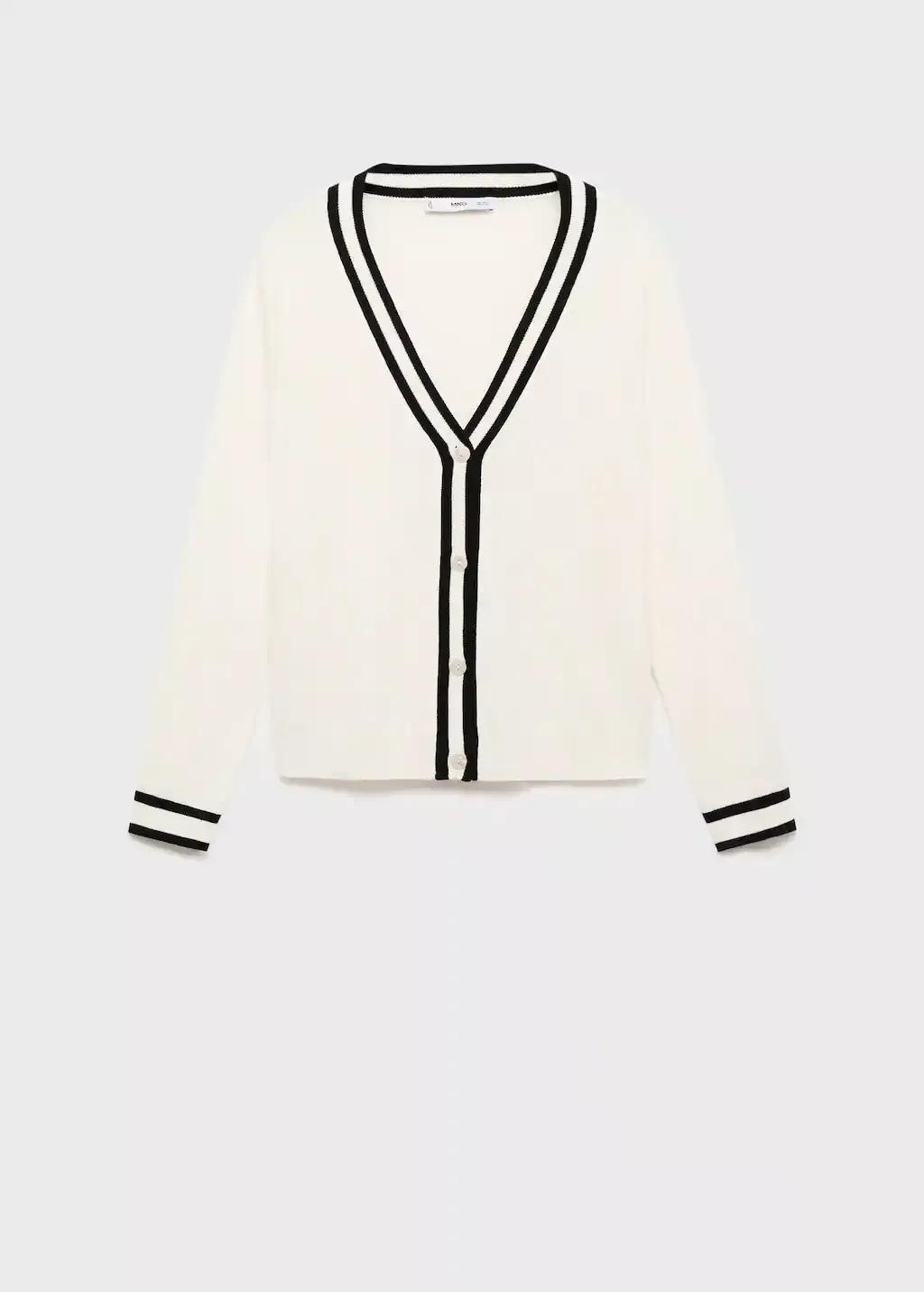 Beige Cardigan With Contrasting Stripes, , large image number 3
