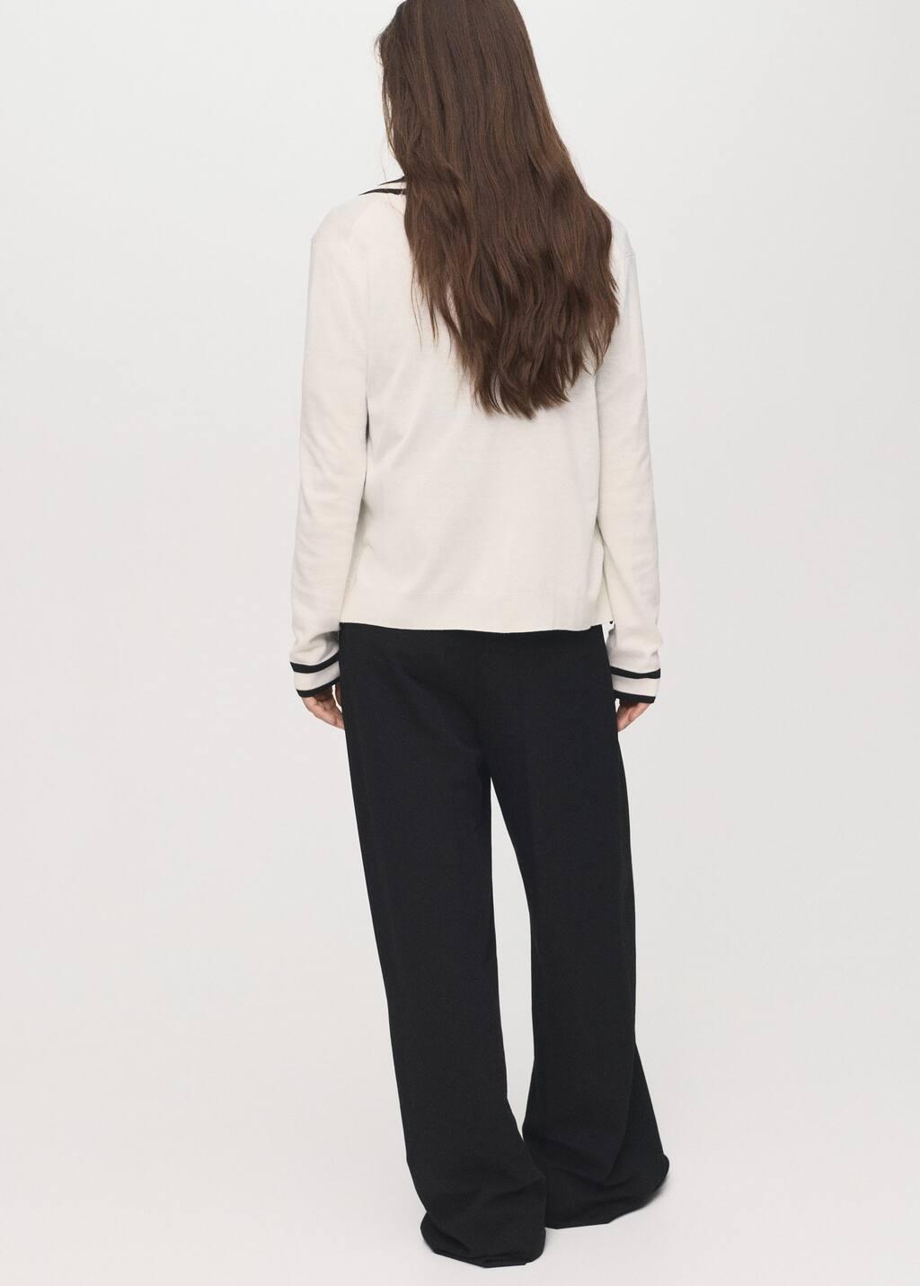 Beige Cardigan With Contrasting Stripes, , large image number 4