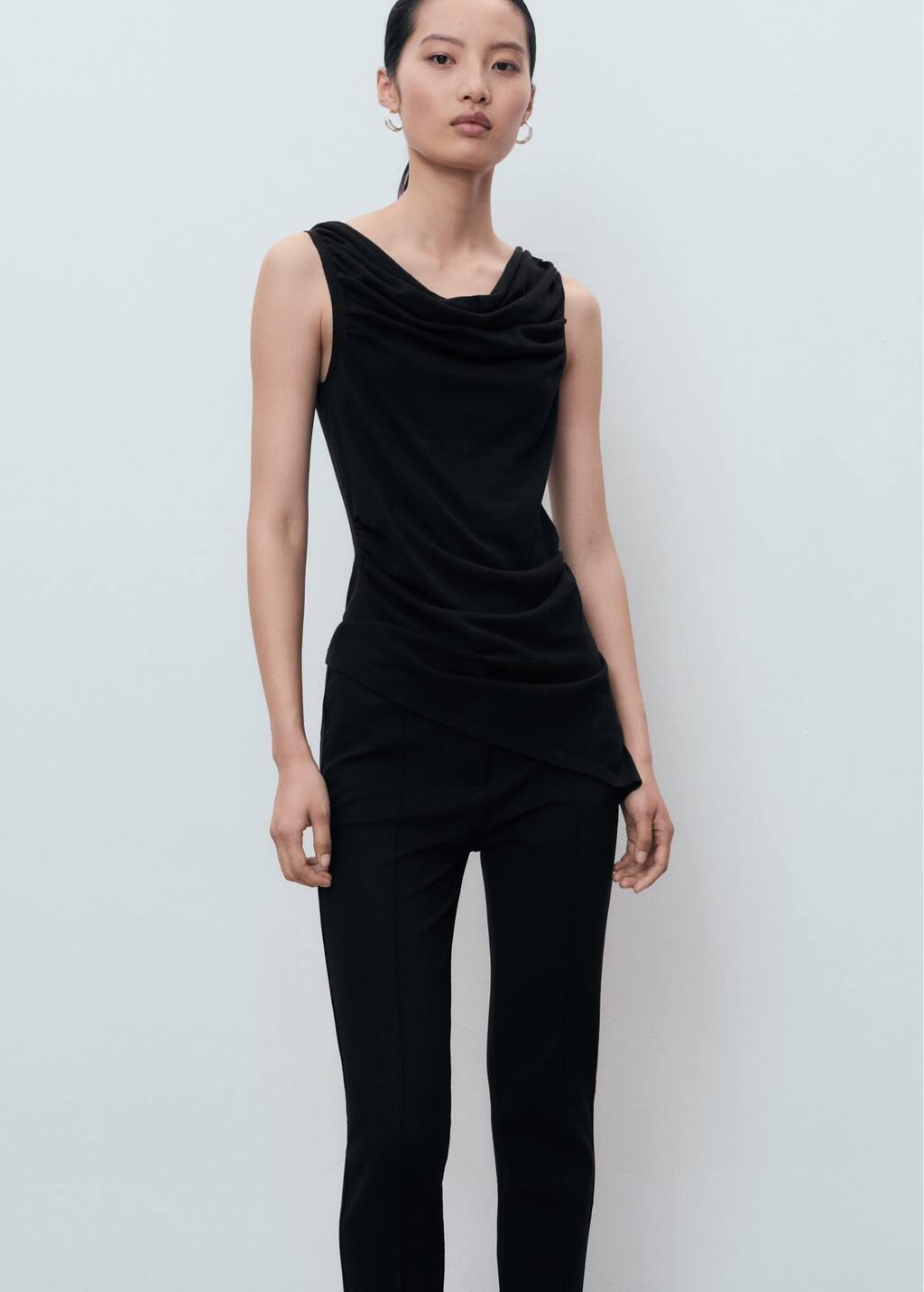 Black Straight Mid-Rise Trousers, , large image number 2