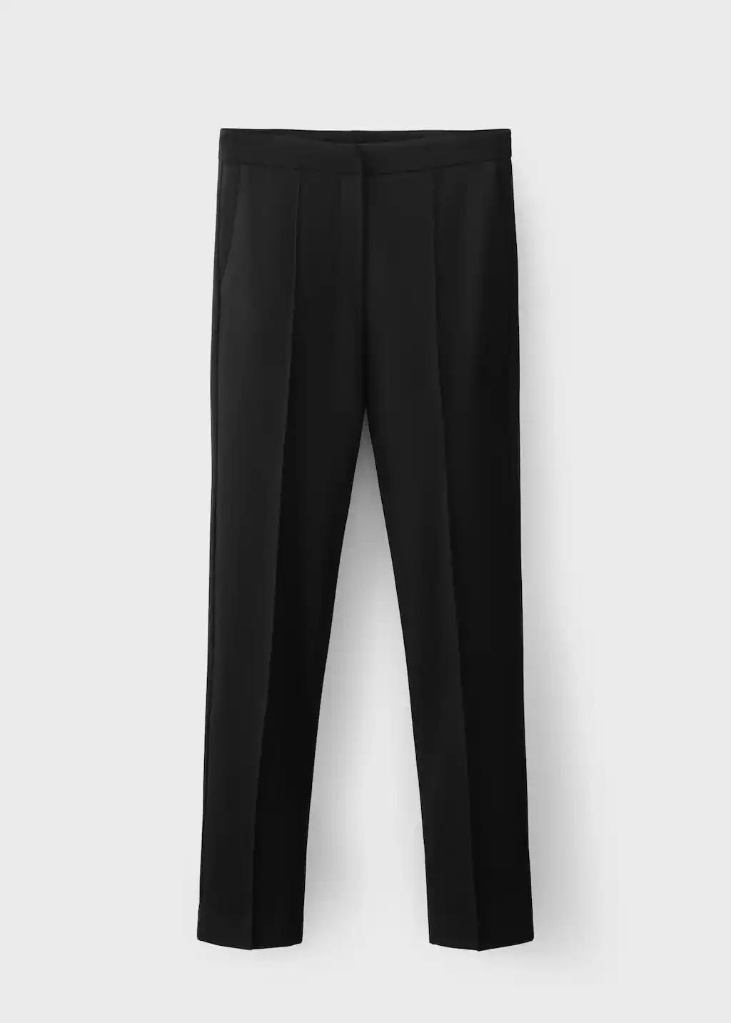 Black Straight Mid-Rise Trousers, , large image number 3
