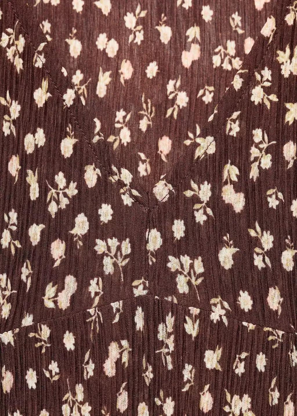 Brown Printed V-Neck Dress, Brown, large image number 2