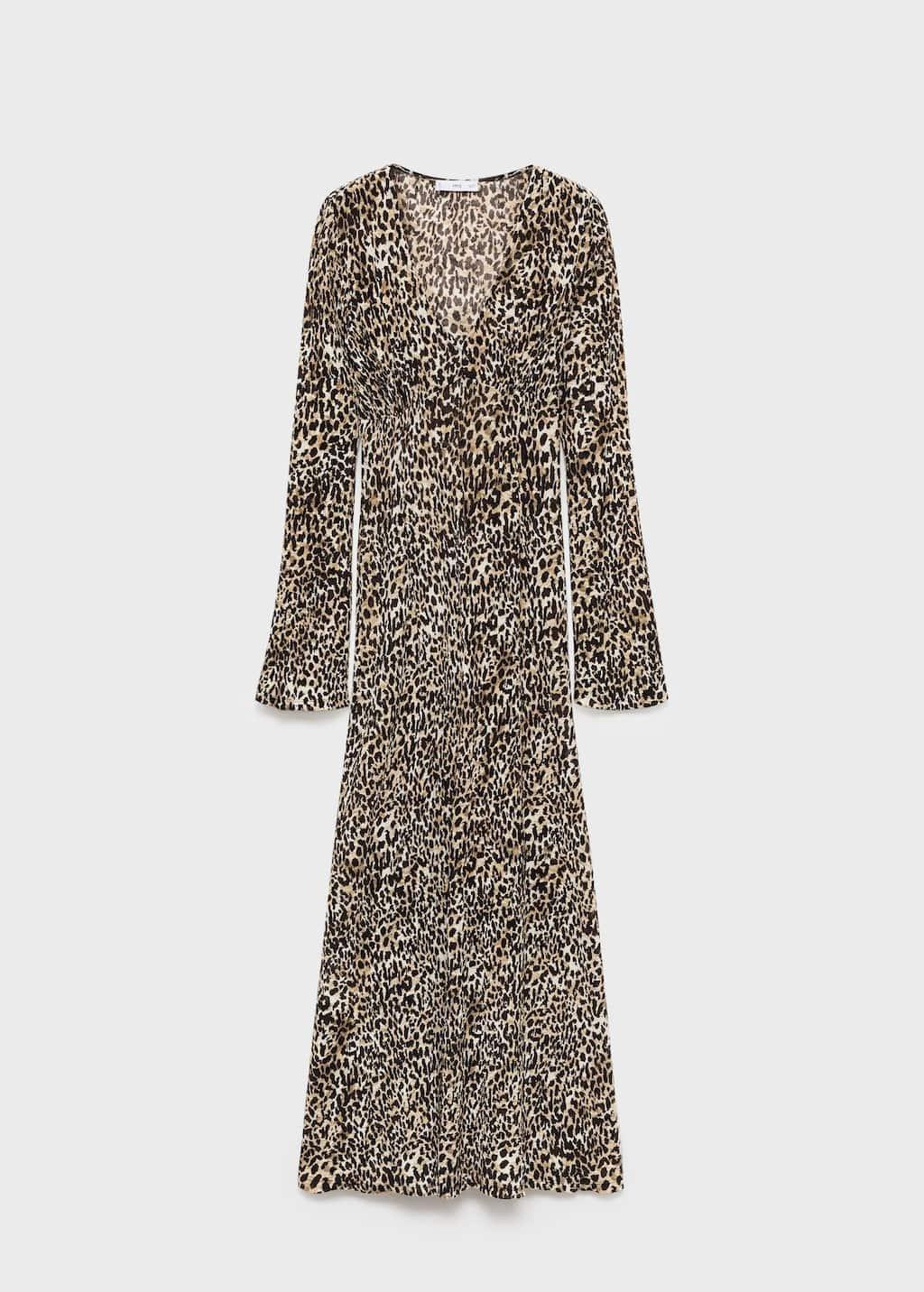 Black Printed V-Neck Dress, , large image number 0