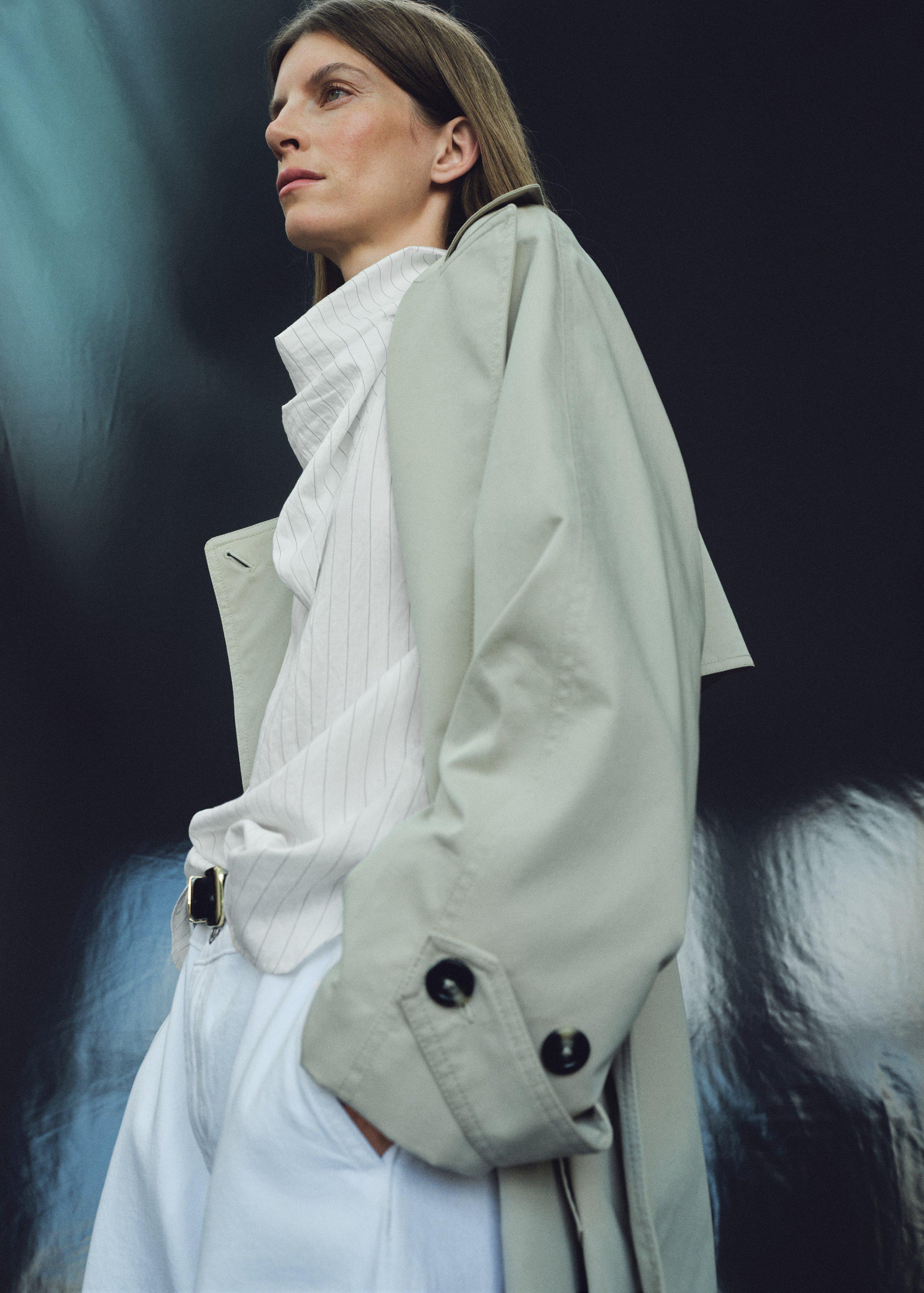 White Striped Blouse With Handkerchief, White, medium