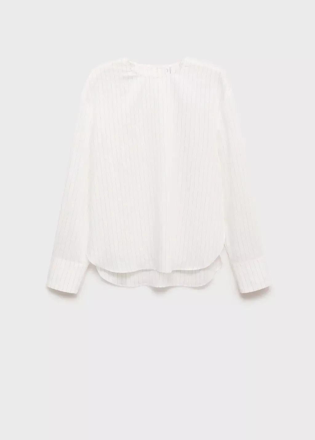White Striped Blouse With Handkerchief, , large image number 3
