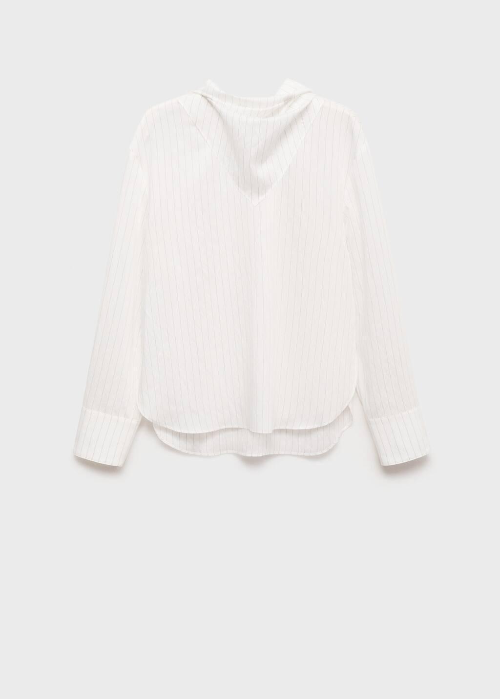 White Striped Blouse With Handkerchief, , large image number 4