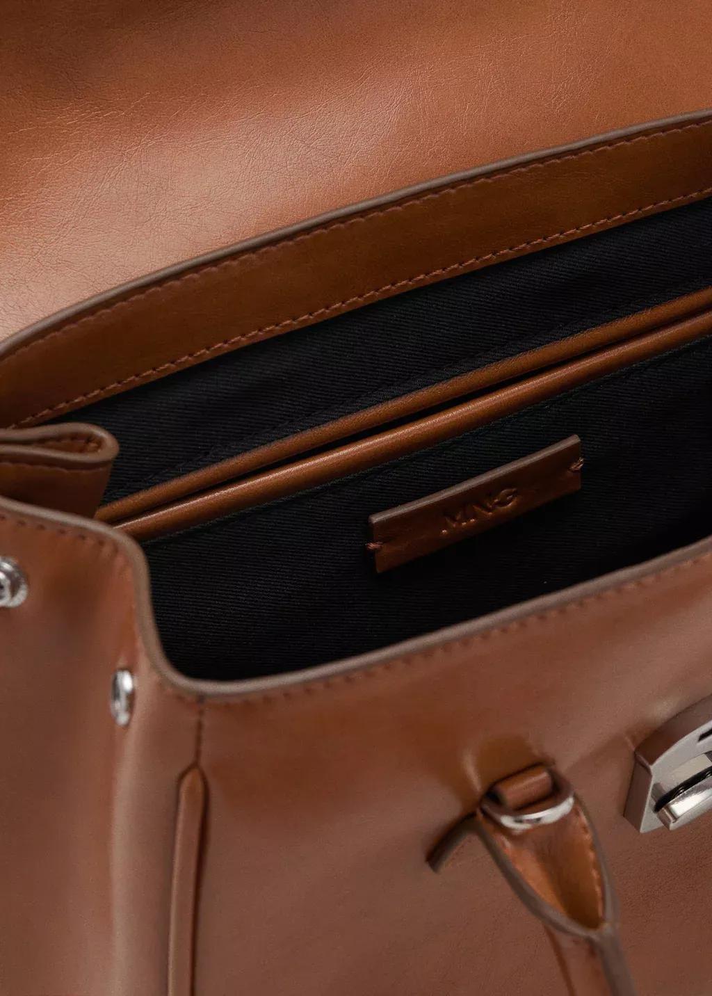 Brown Small Flap City Bag, Dark Brown, large image number 2
