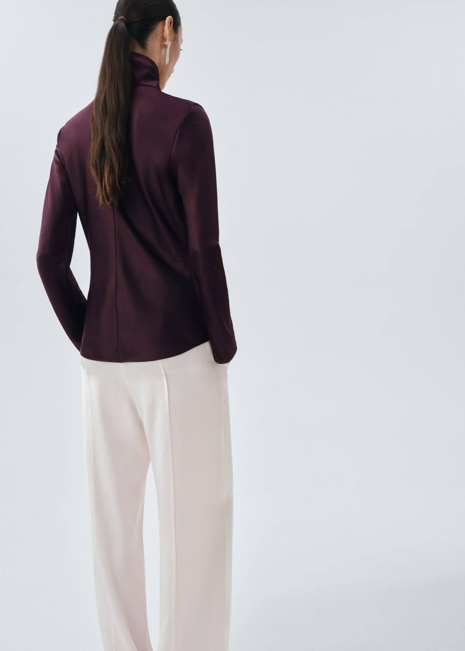 Purple Satin Turtleneck Blouse, , large image number 6