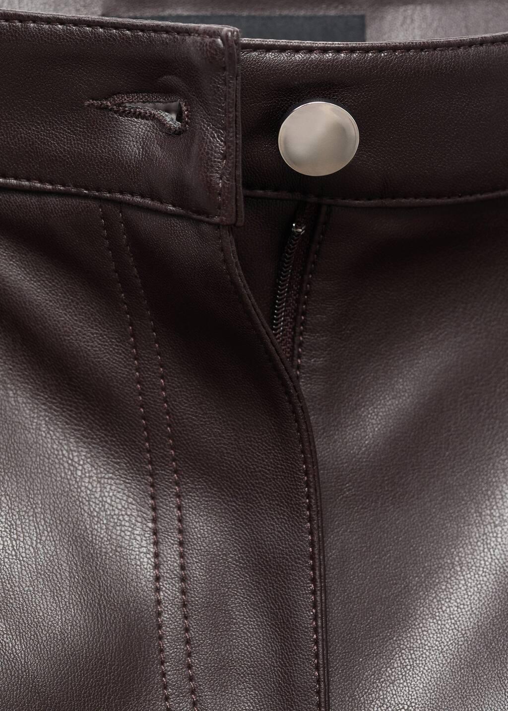 Brown Leather-Effect Skinny Trousers, , large image number 1