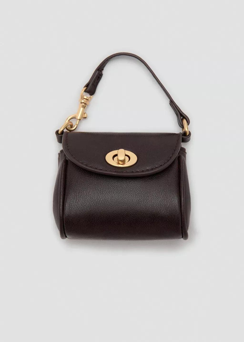 Brown Multi-Charm Bear Handbag Keyring, Dark Brown, medium
