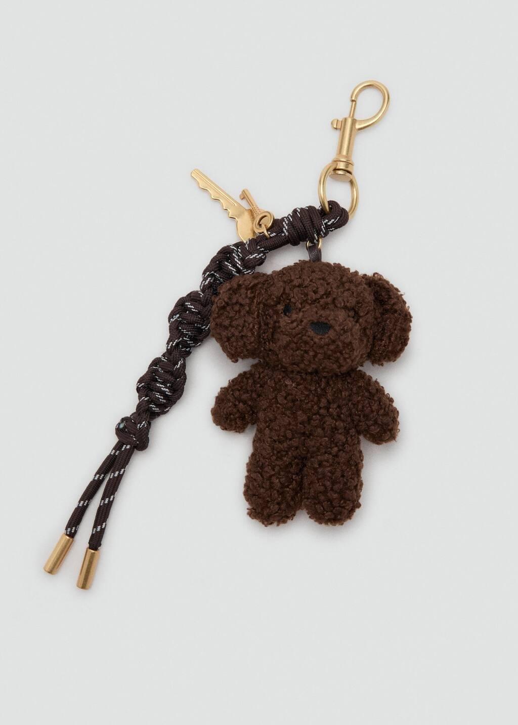 Brown Multi-Charm Bear Handbag Keyring, Dark Brown, large image number 1