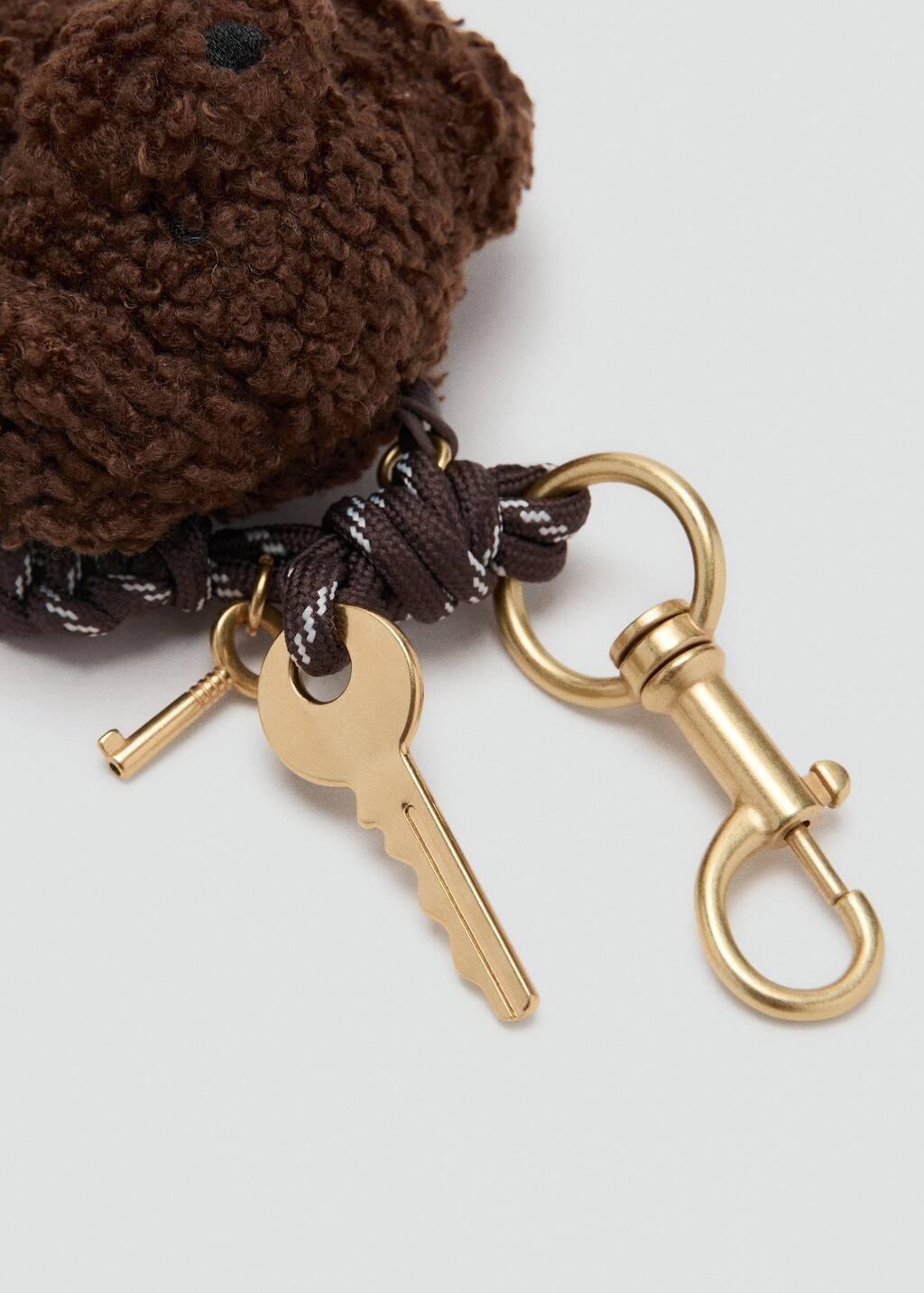 Brown Multi-Charm Bear Handbag Keyring, Dark Brown, large image number 2