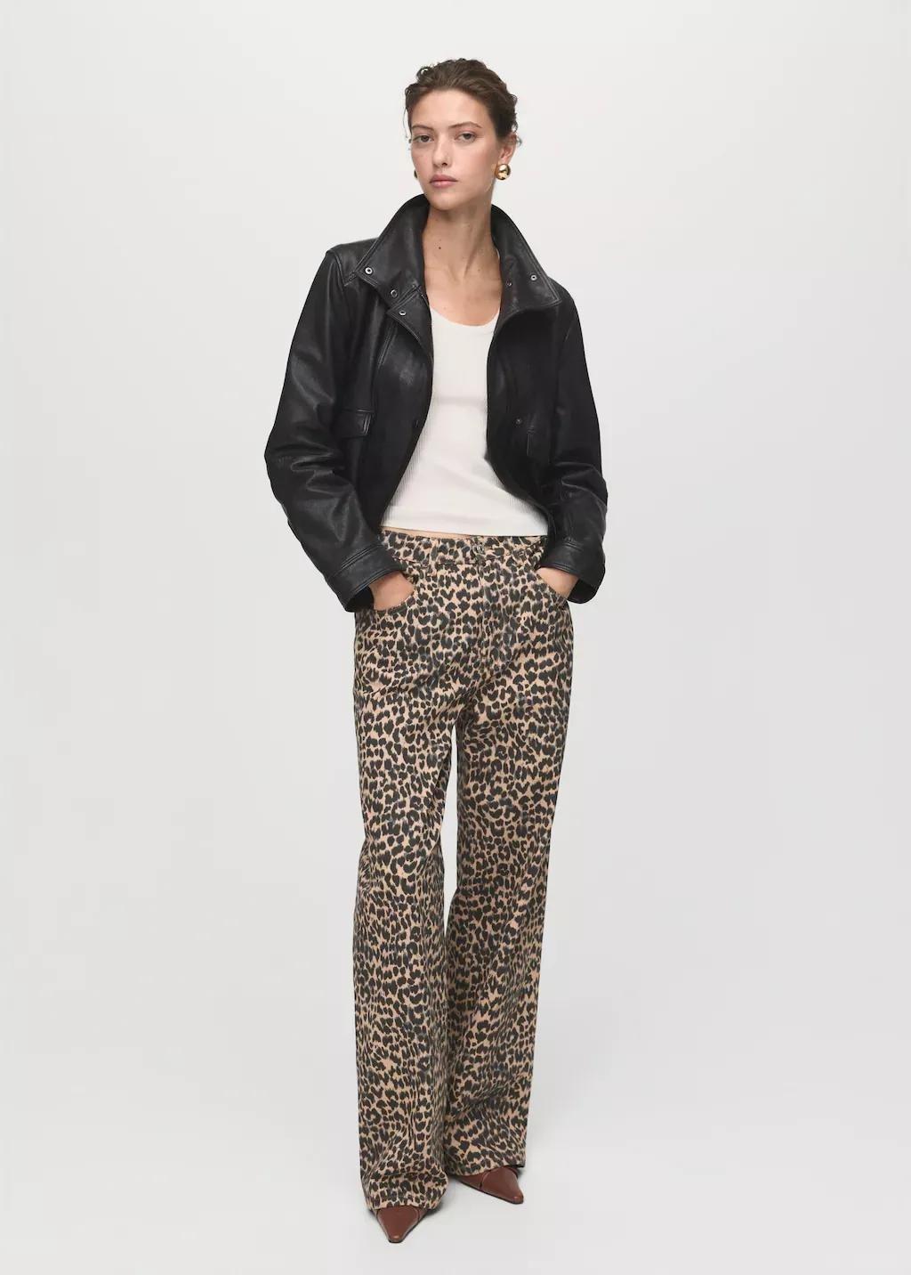 BROWN Leopard-print straight jeans, 0201_30, large image number 0
