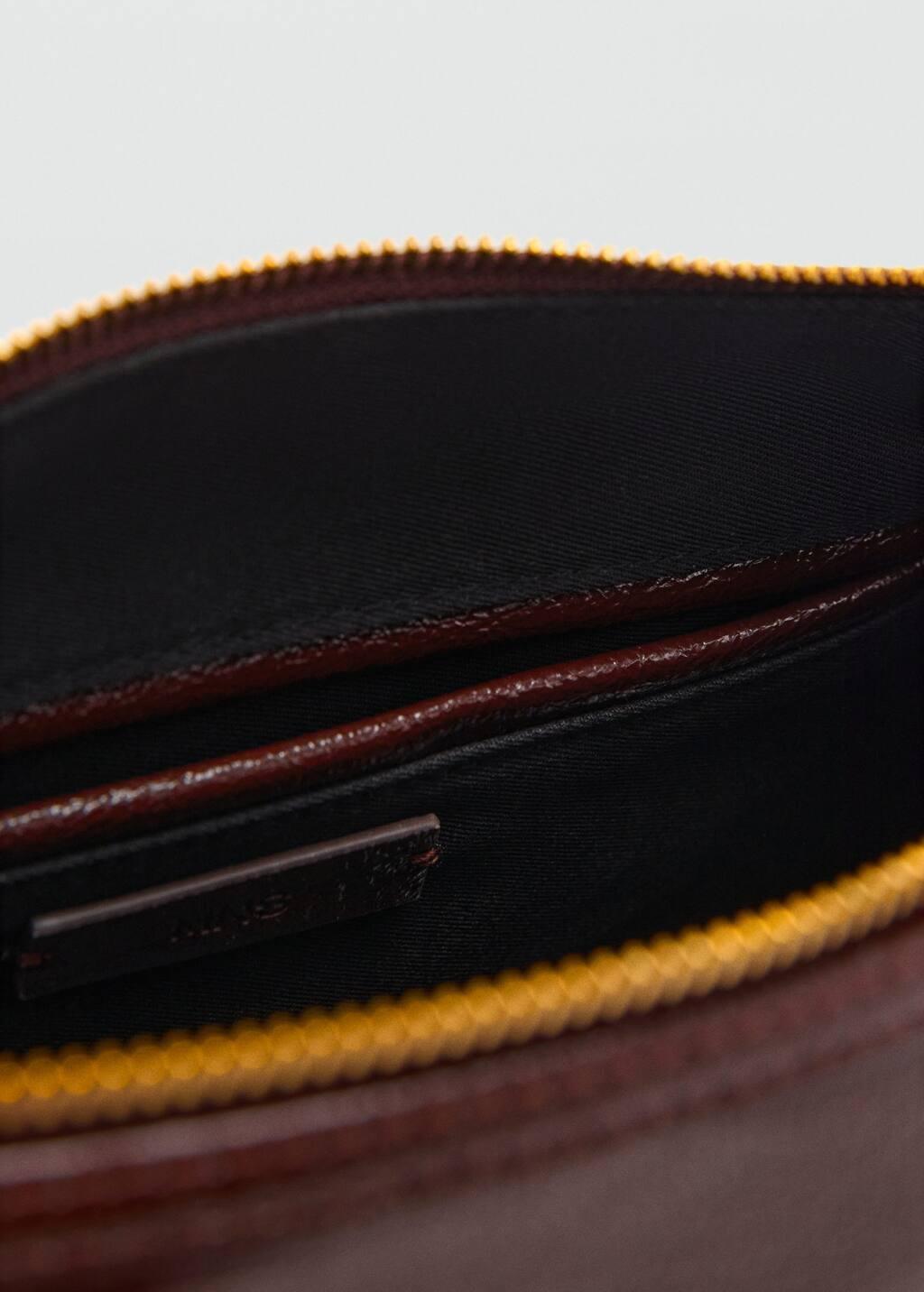 Brown Shiny Handbag With Handles, Dark Brown, large image number 4