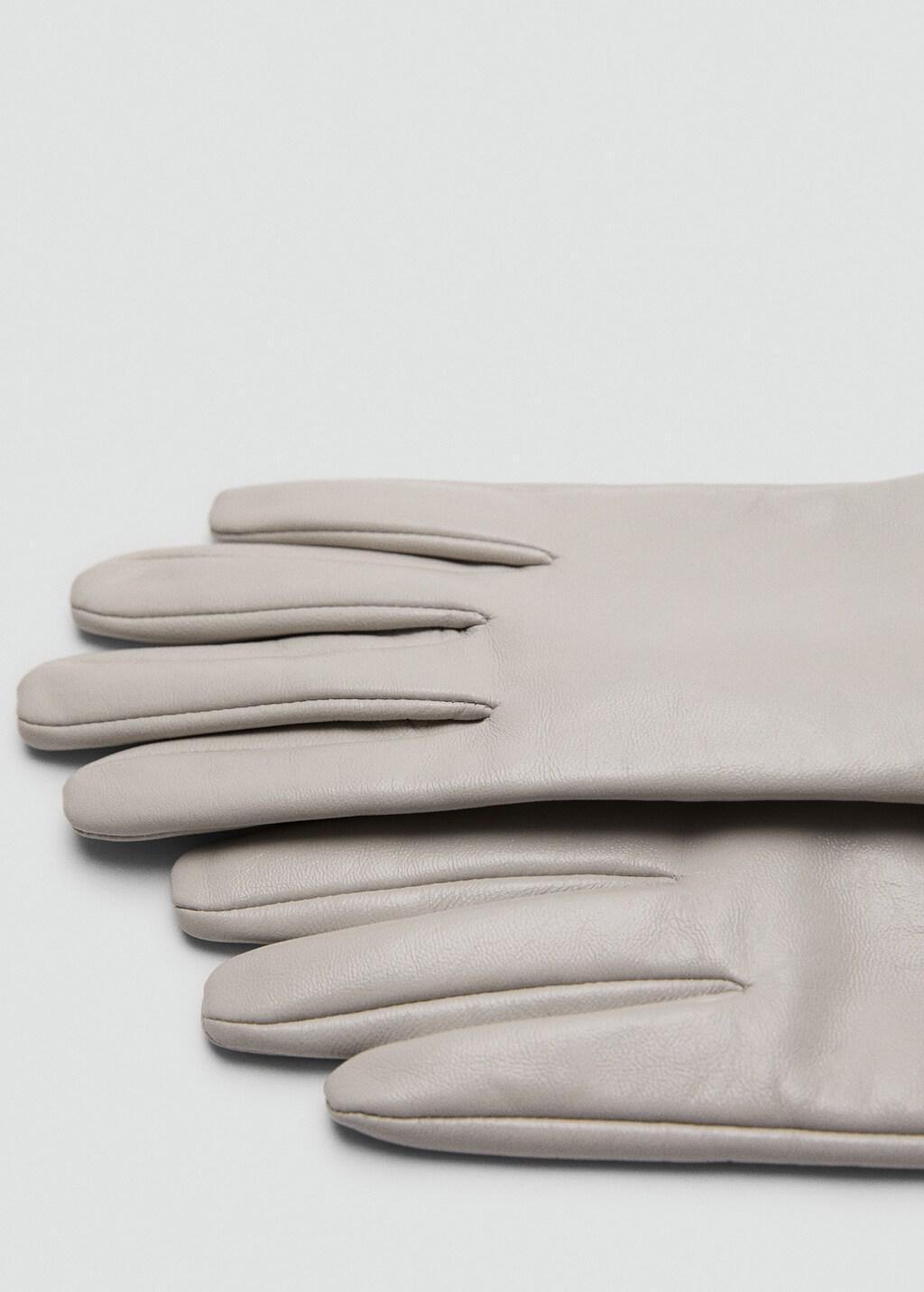 White Leather Long Gloves, Natural White, medium