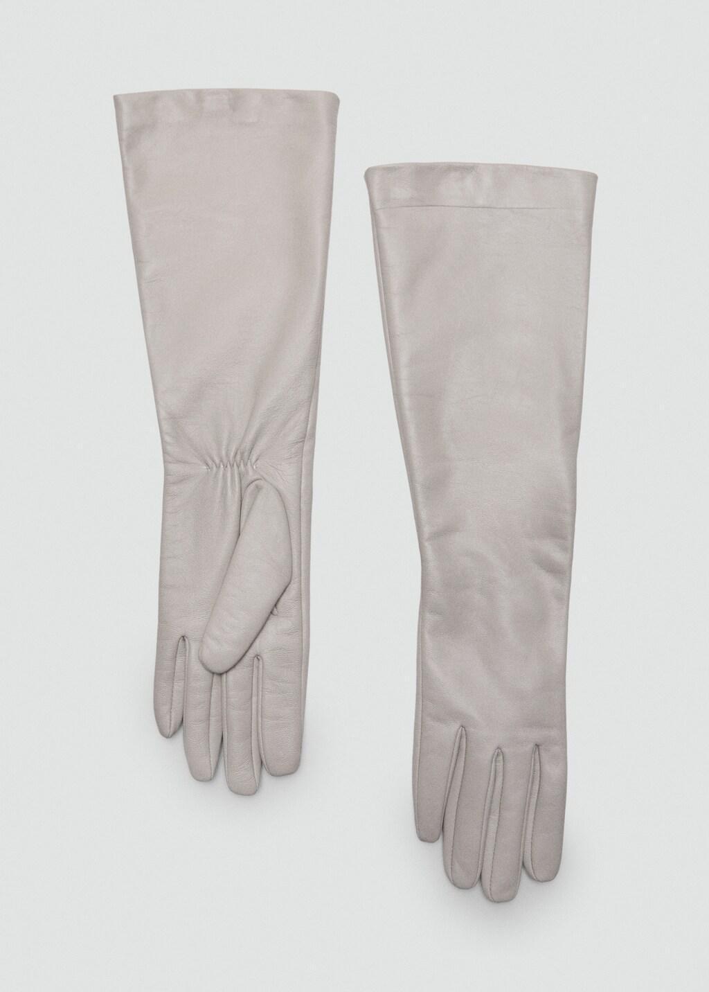 White Leather Long Gloves, Natural White, large image number 4