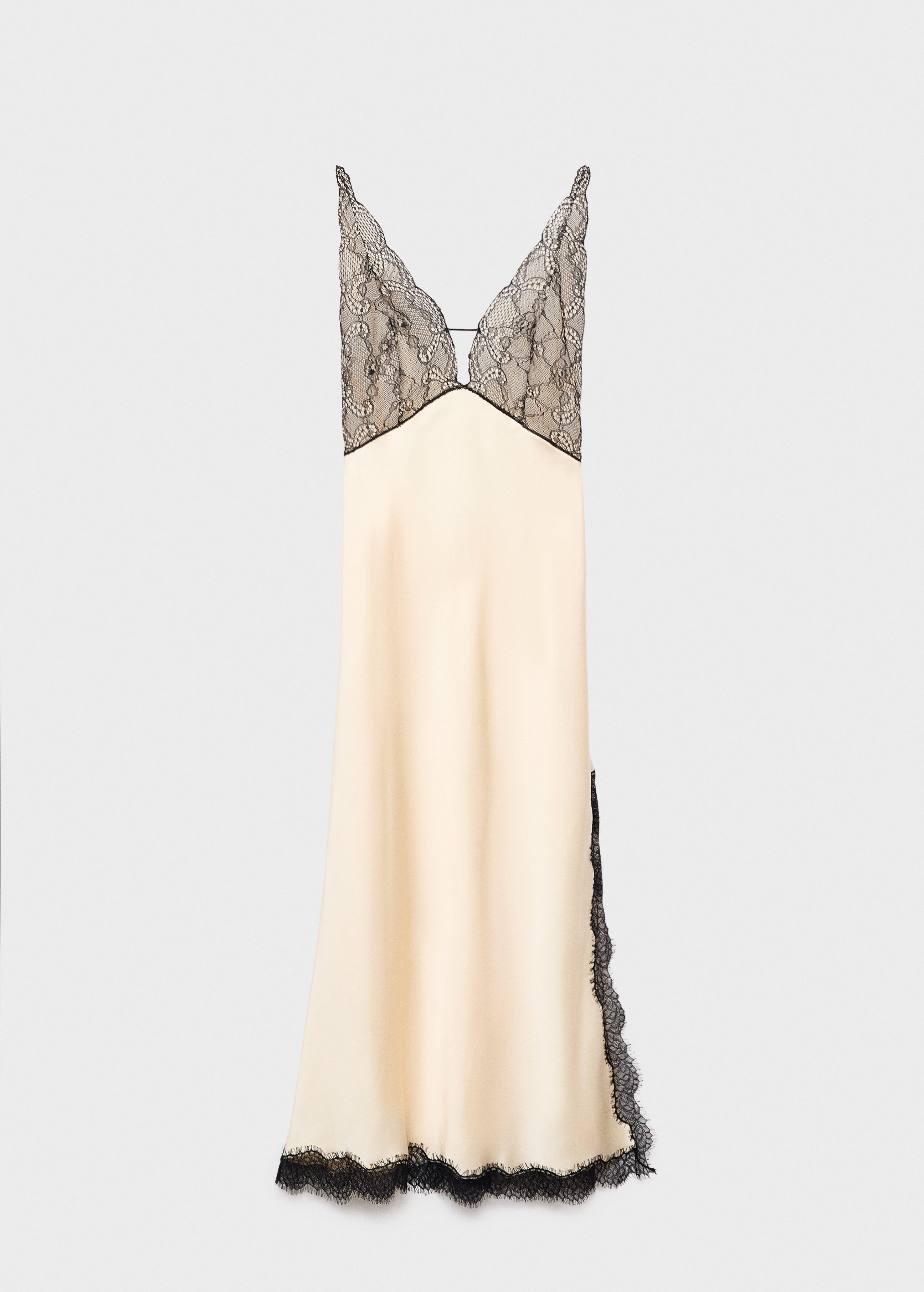 Beige Satin Lingerie Dress, , large image number 5