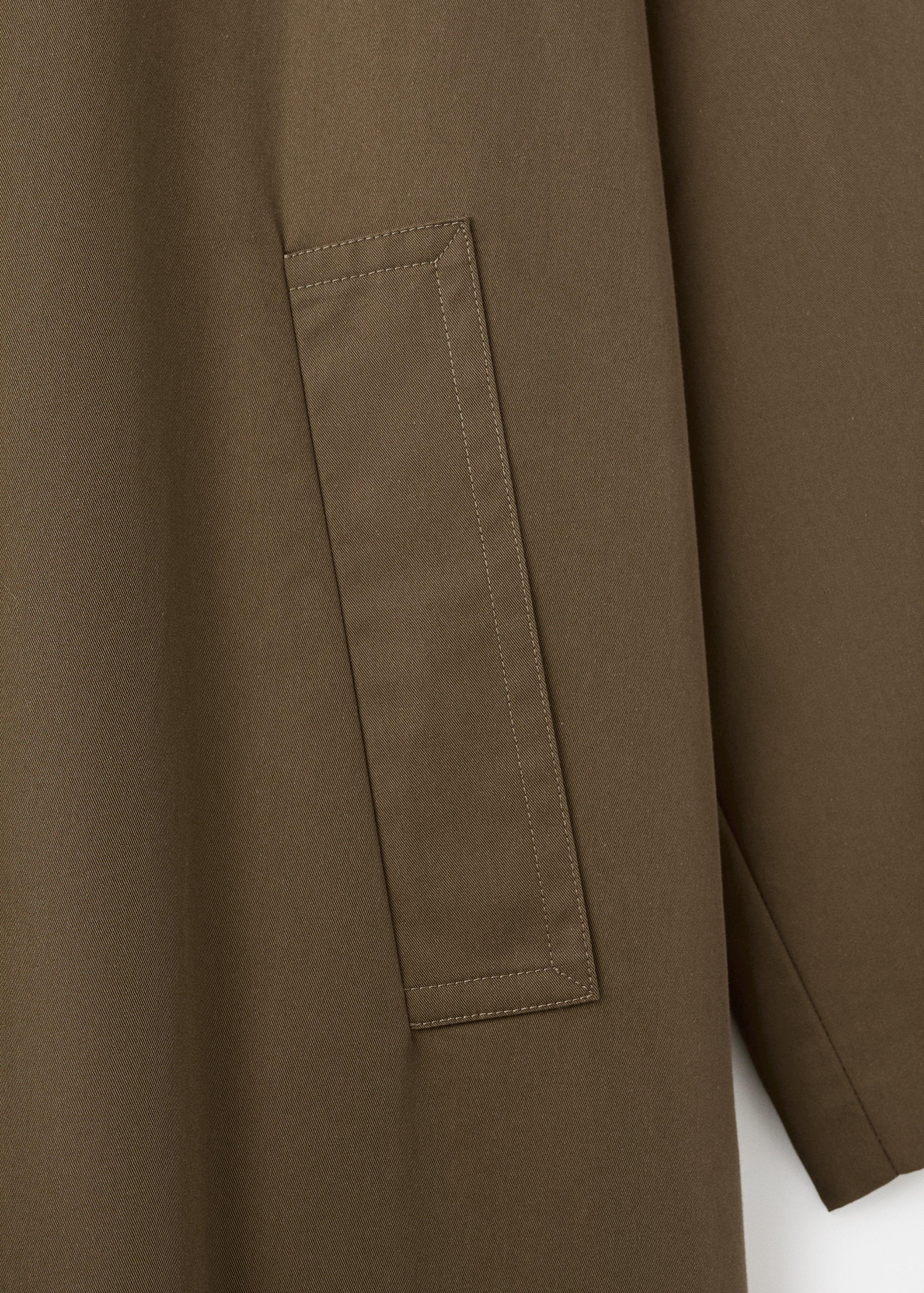 Brown Long Cotton Trench Coat With Concealed Buttons, , large image number 5