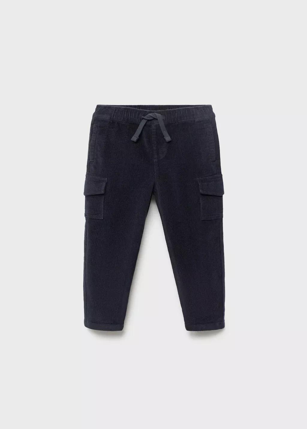 Navy Corduroy Cargo Trousers, Baby Boys, Navy, medium