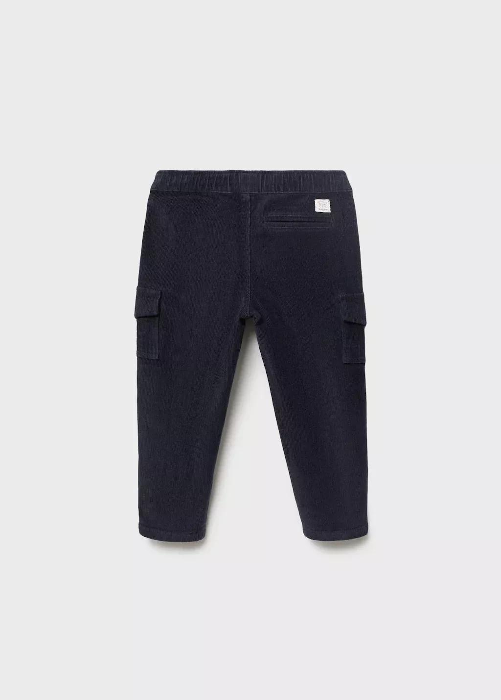 Navy Corduroy Cargo Trousers, Baby Boys, Navy, large image number 1