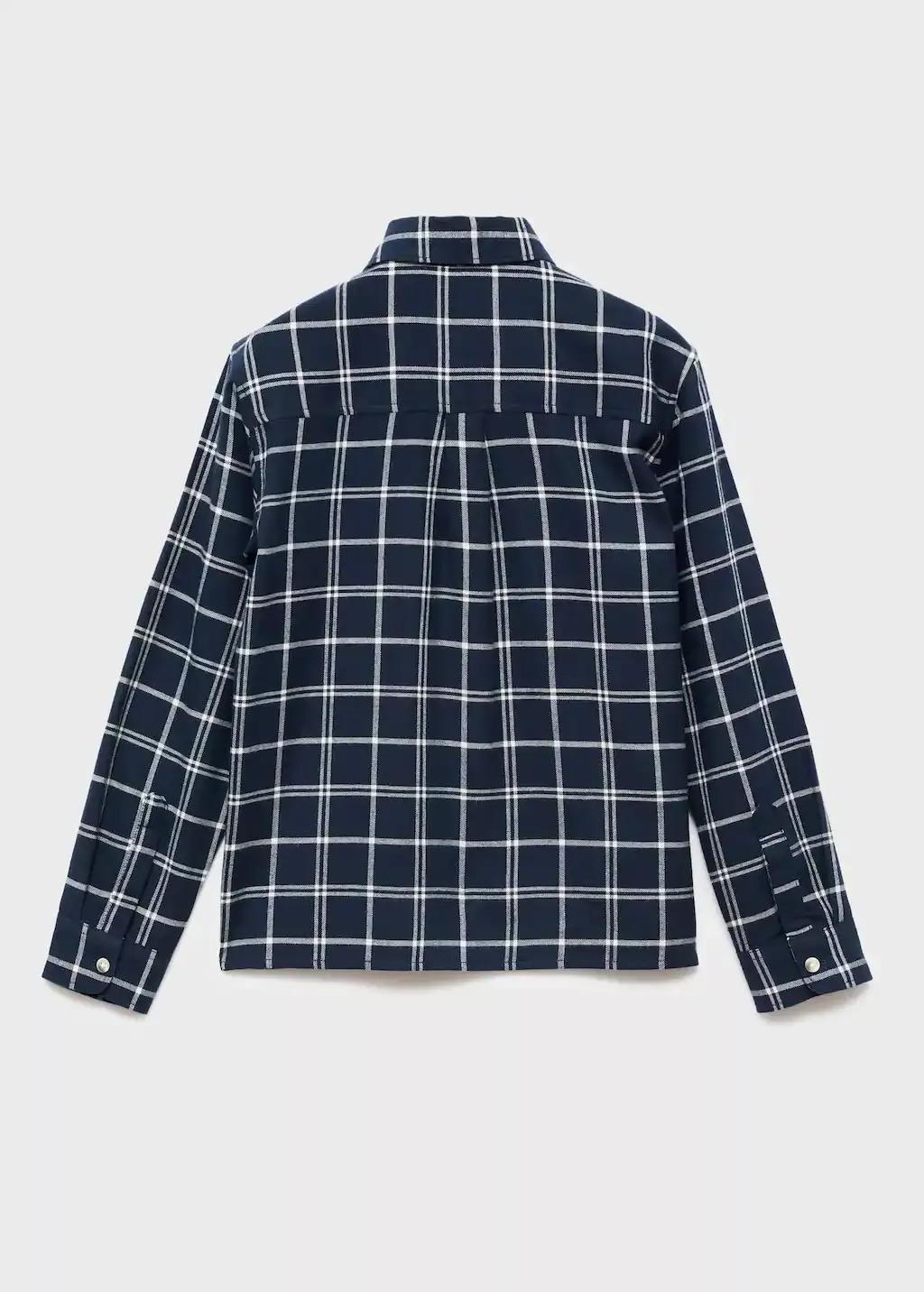 Navy Cotton Check Shirt, Kids Boys, Navy, large image number 1