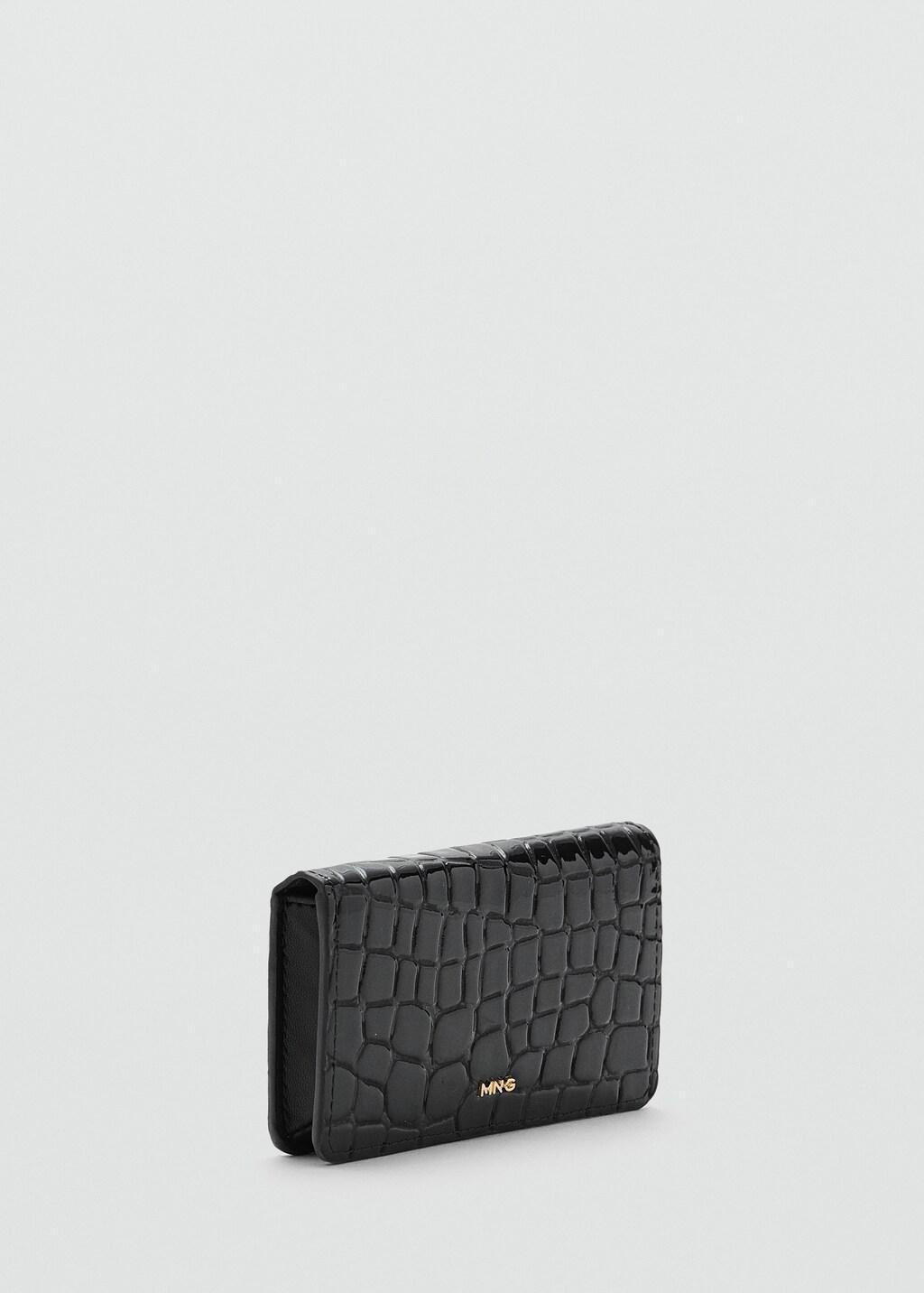 BLACK Small shiny croc-effect wallet, 0201_99, large image number 0