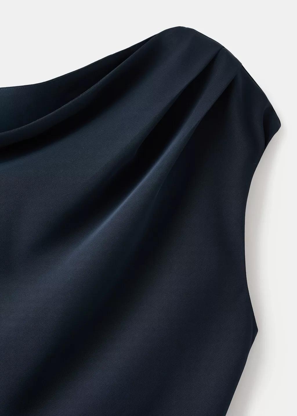 Navy A-Line Dress With Asymmetrical Neckline, 0201_56, large image number 1