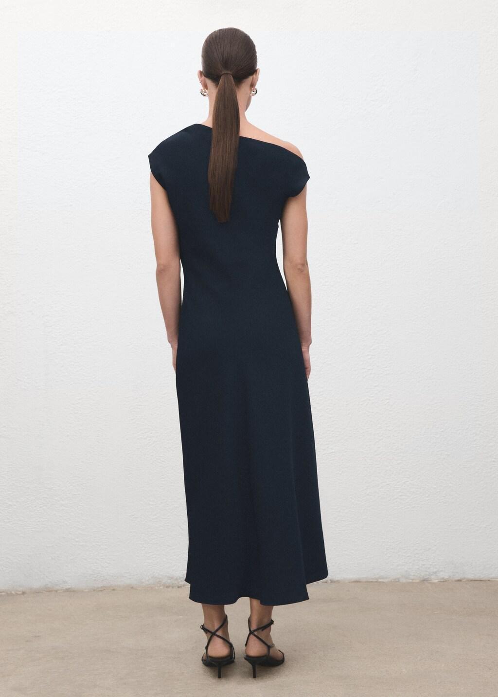 Navy A-Line Dress With Asymmetrical Neckline, 0201_56, large image number 2
