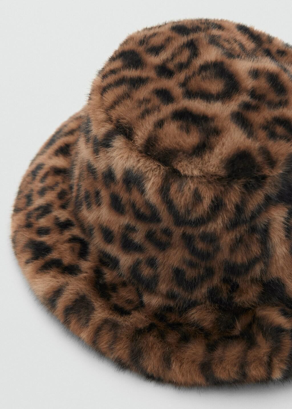 BROWN Leopard faux-fur bucket hat, 0201_30, medium