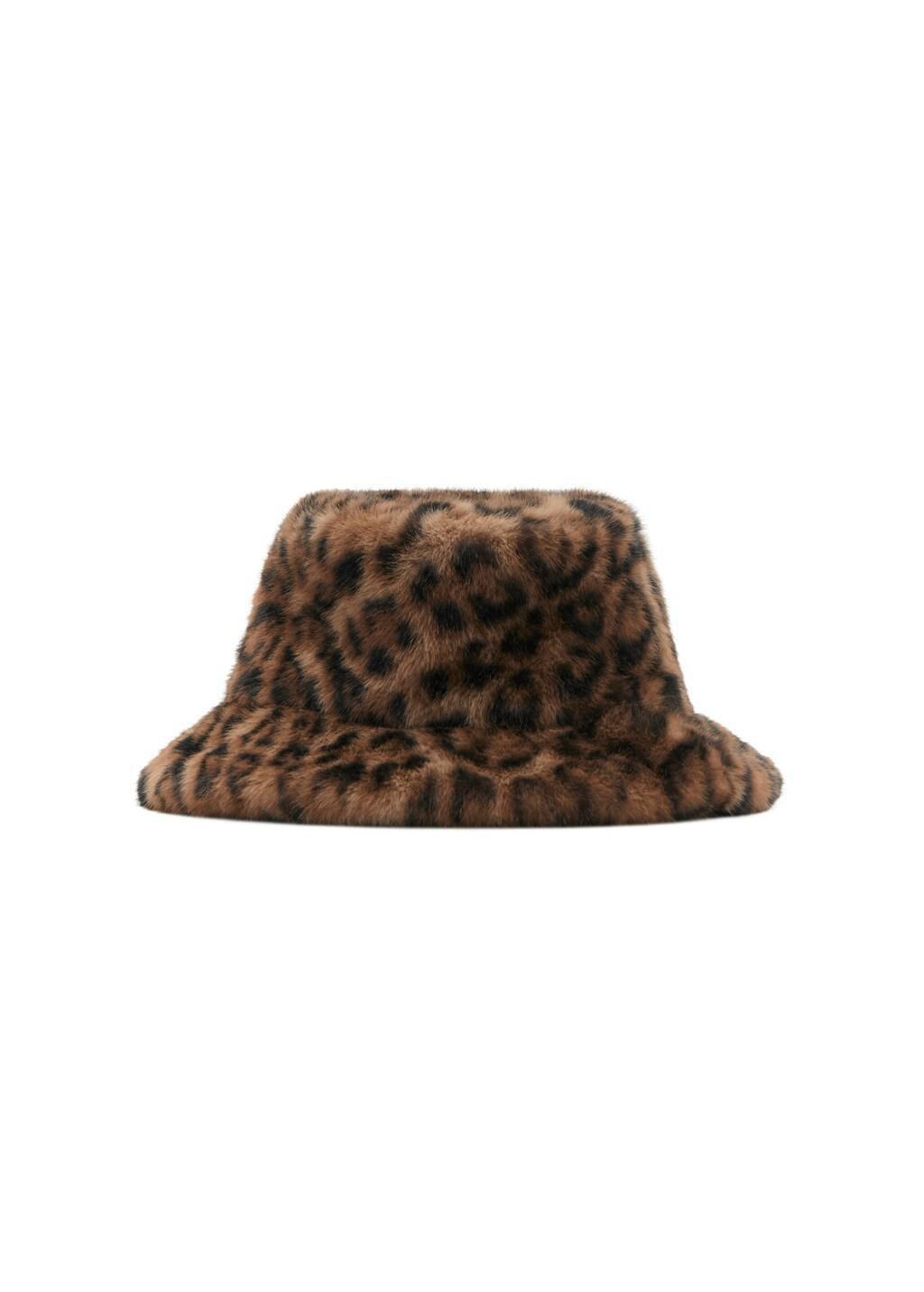 BROWN Leopard faux-fur bucket hat, 0201_30, medium