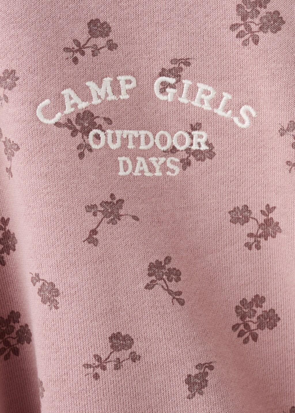 Pink Embroidered Sweatshirt With Floral Pattern, Kids Girl, Pink, medium